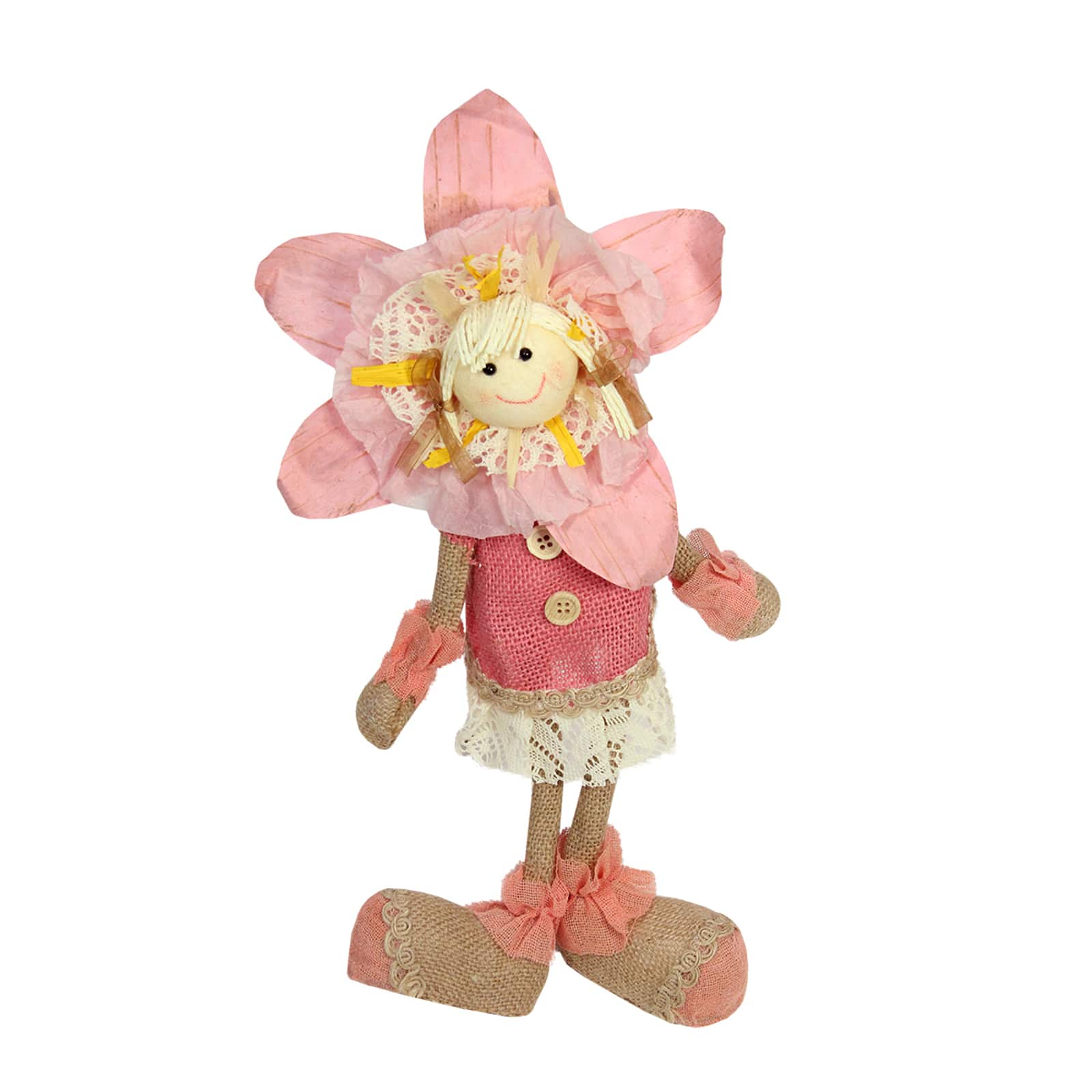 13.5&#x22; Pink Spring Sunflower Girl Decorative Figure