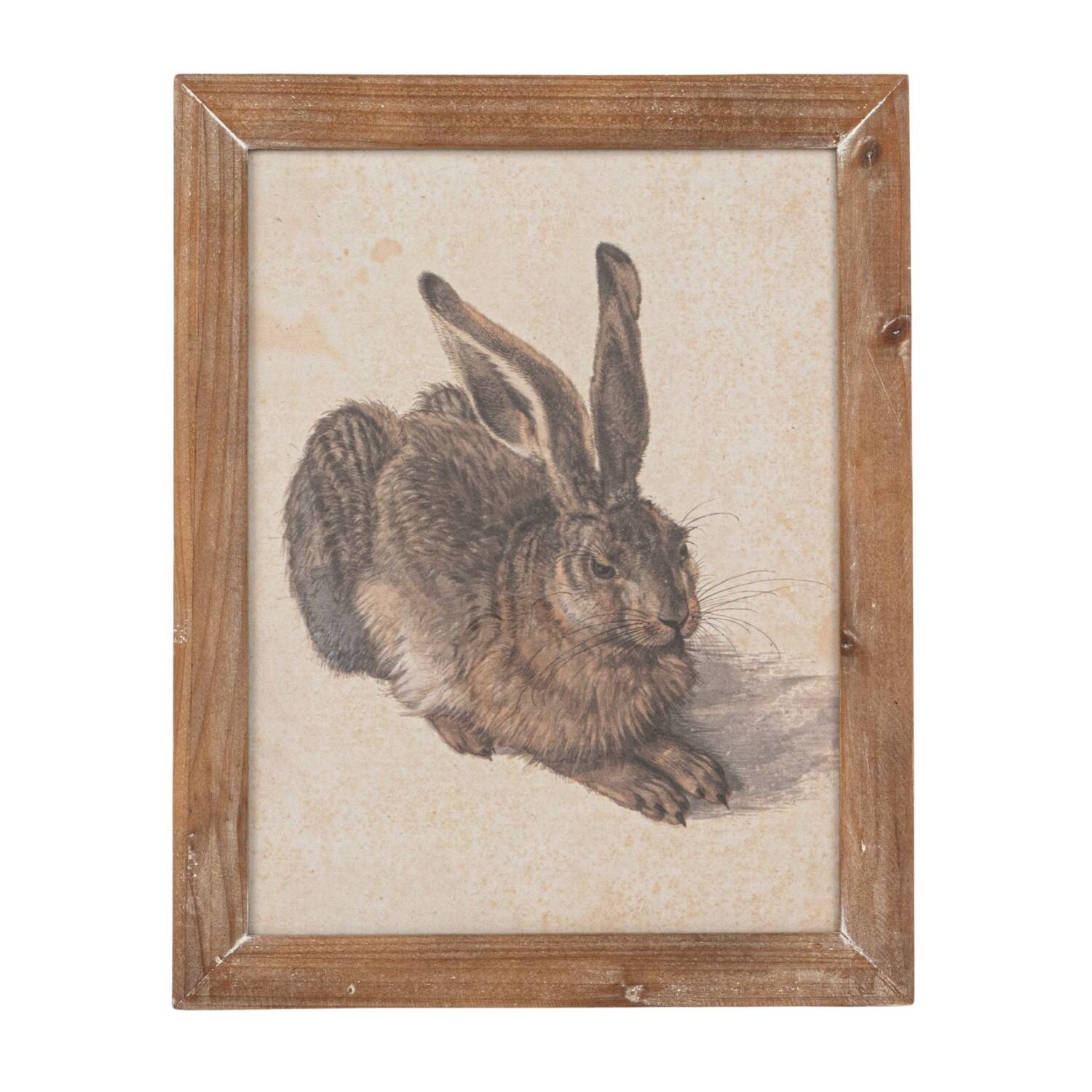 Hello Honey® 15" Wood Framed Rabbit Portrait Wall Art Set