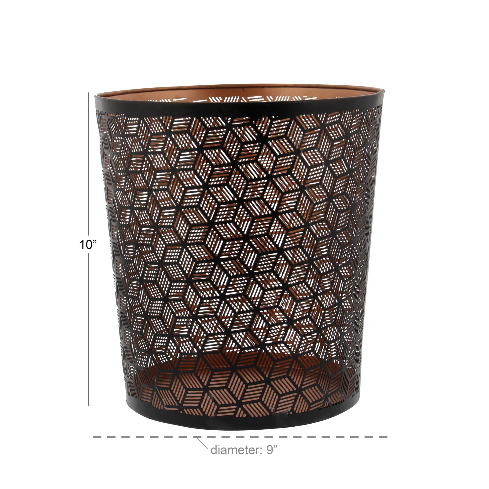 10" Black Metal Contemporary Small Waste Bin