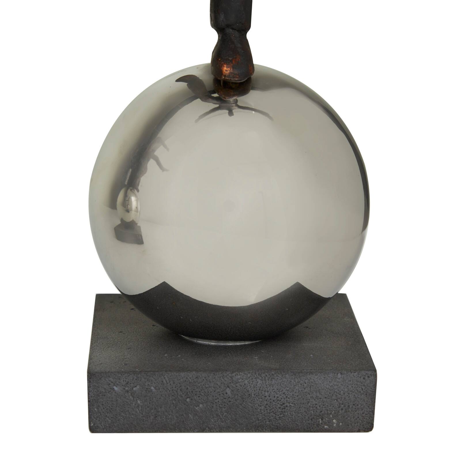 Bronze Polystone People Sculpture with Silver Ball Stands Set