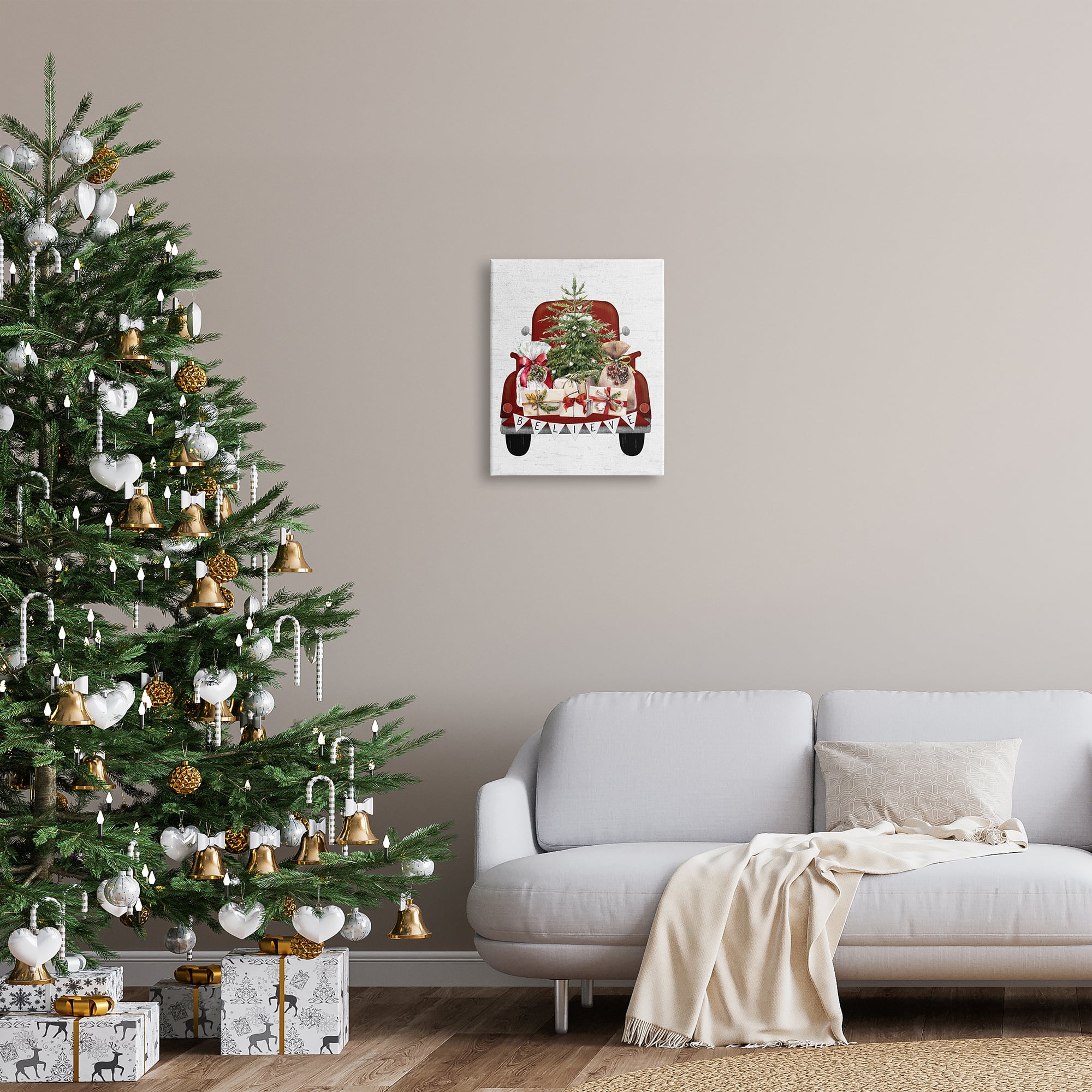 Stupell Industries Believe Seasonal Christmas Truck Canvas Wall Art