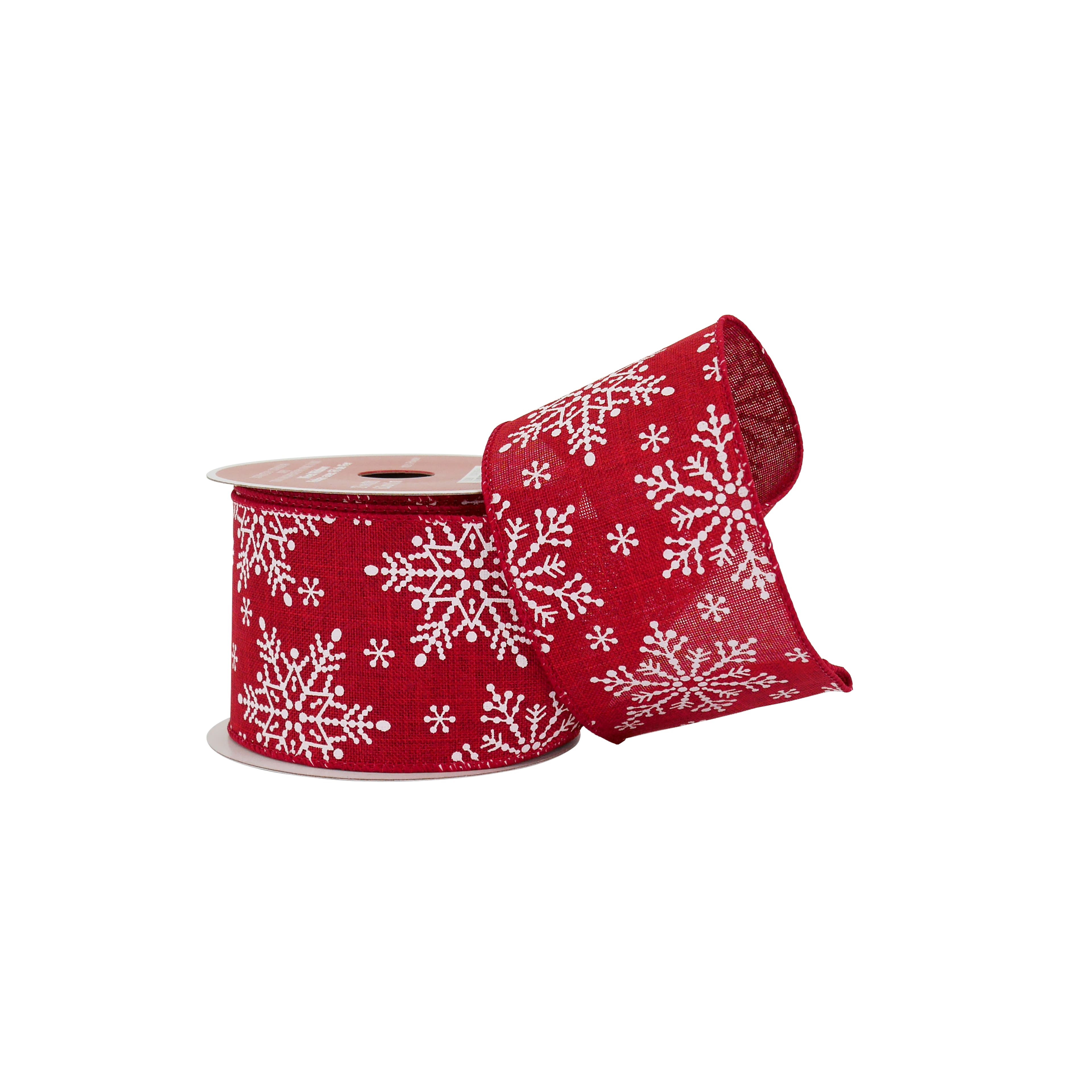 2.5&#x22; x 20ft. Red &#x26; White Snowflakes Wired  Ribbon by Celebrate It&#xAE;
