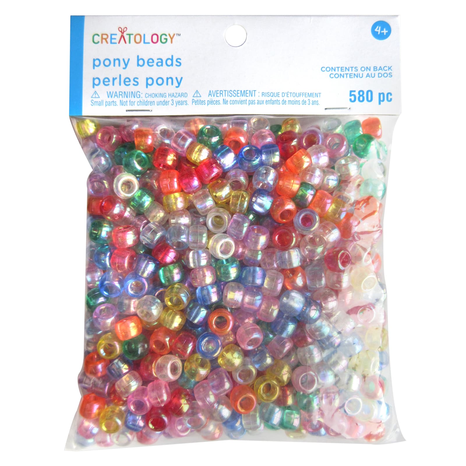 Kids Craft Plastic Pony Beads, Clear