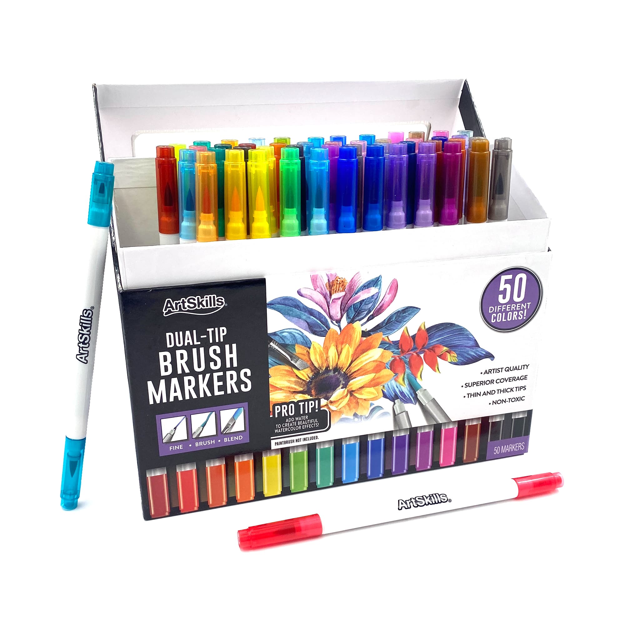 ArtSkills&#xAE; Fine &#x26; Brush 50 Color Dual Tip Marker Set