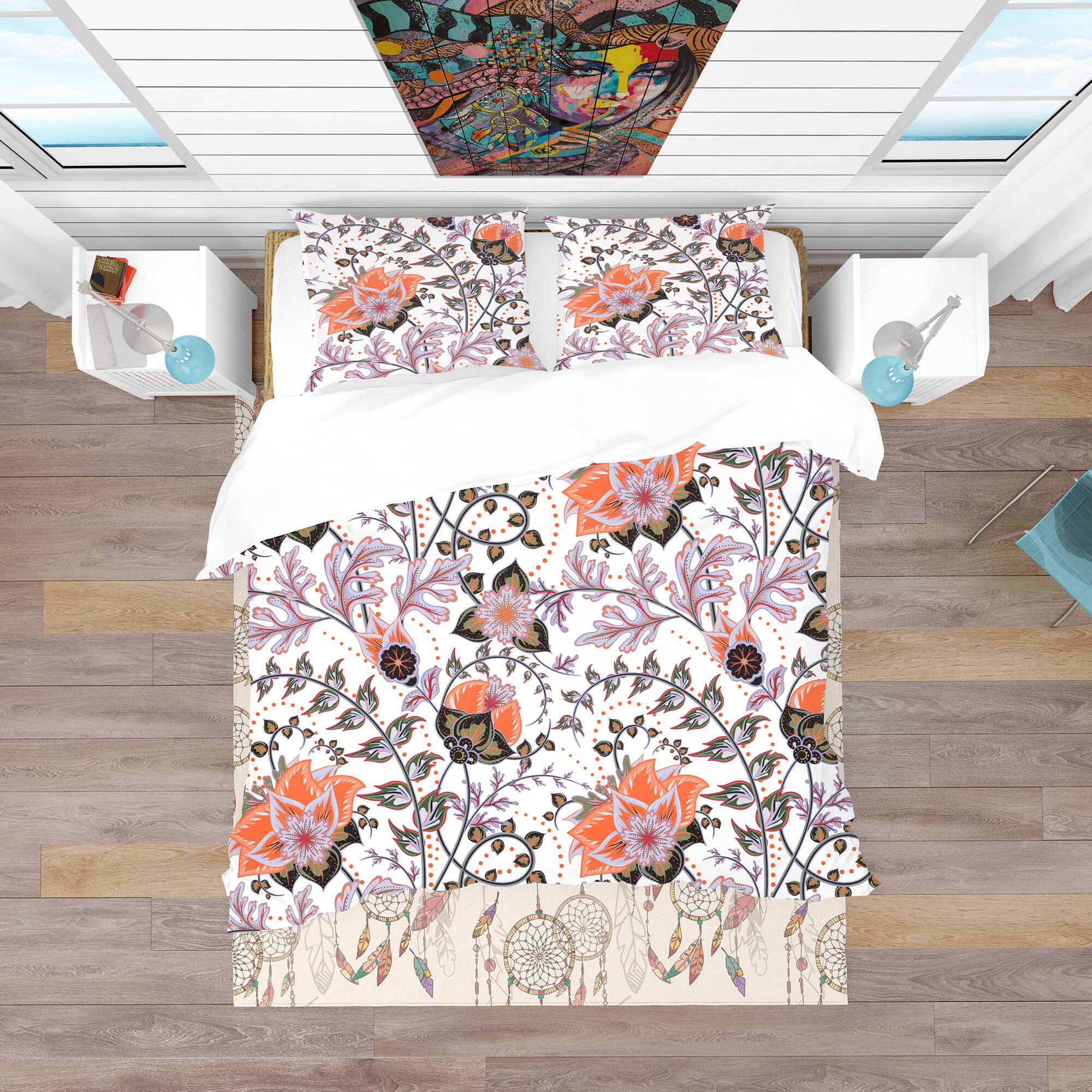 Designart &#x27;Pattern, Vintage Decorative Elements&#x27; Bohemian &#x26; Eclectic Bedding Set - Duvet Cover &#x26; Shams