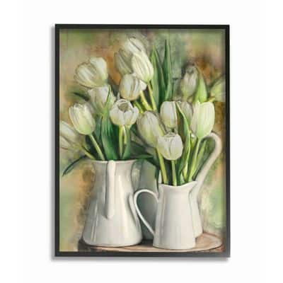 Stupell Industries White Tulips in Charming Country Pitchers Wall Art ...