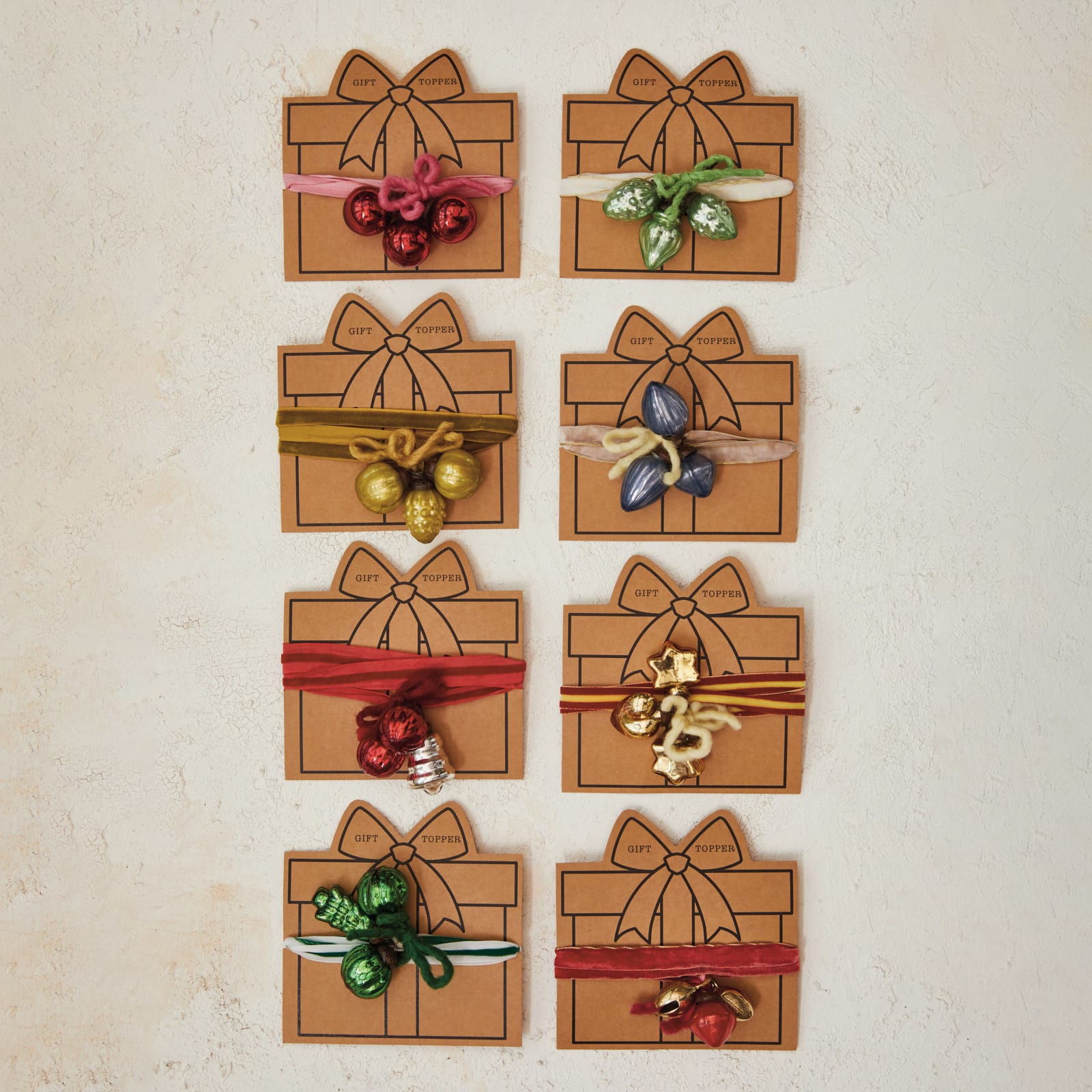 Hello Honey&#xAE; Glass Ornament &#x26; Metal Bell Cluster Gift Topper Set with Ribbon Wrap