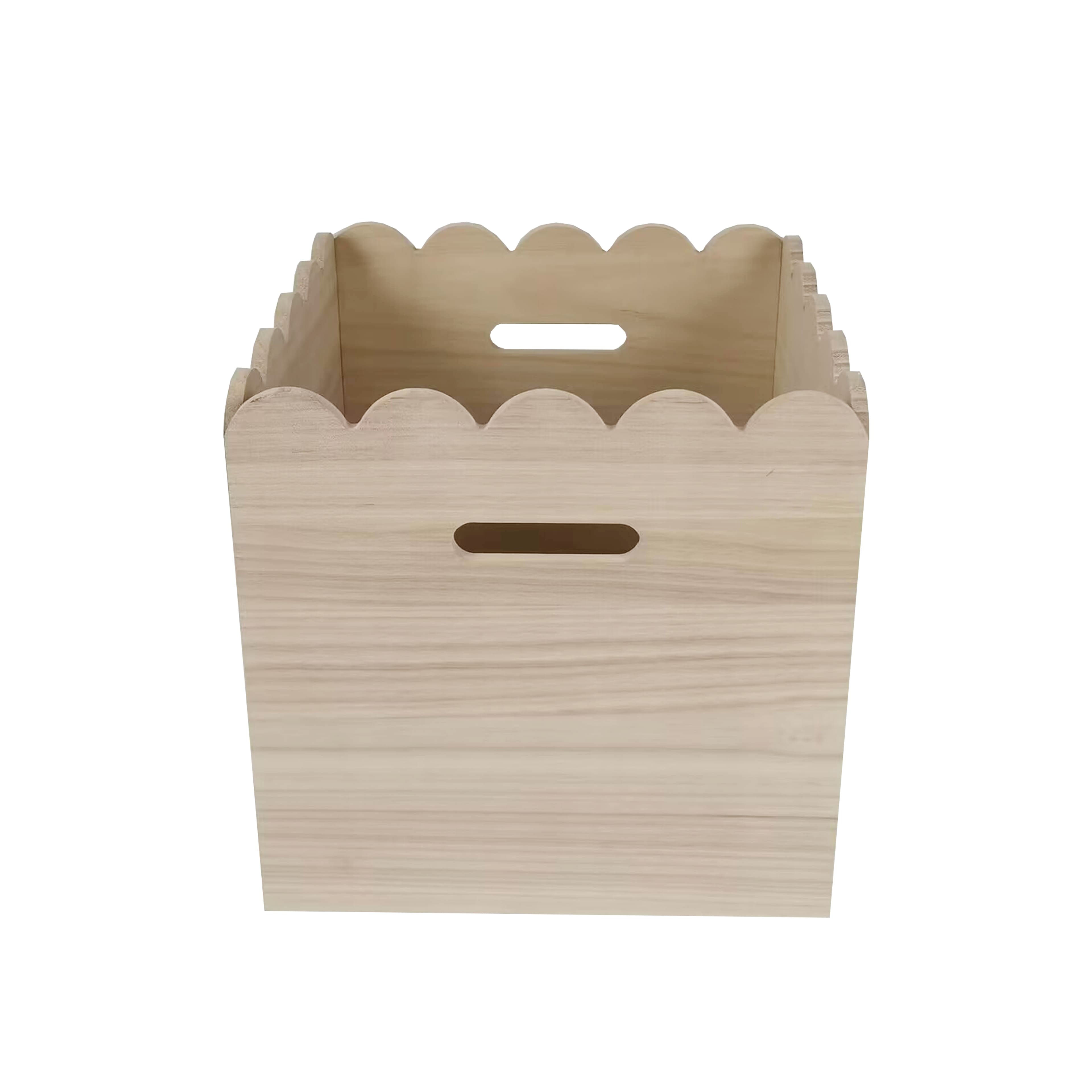 12.5&#x22; x 12.5&#x22; x 12.5&#x22; Scalloped Wood Crate by Make Market&#xAE;