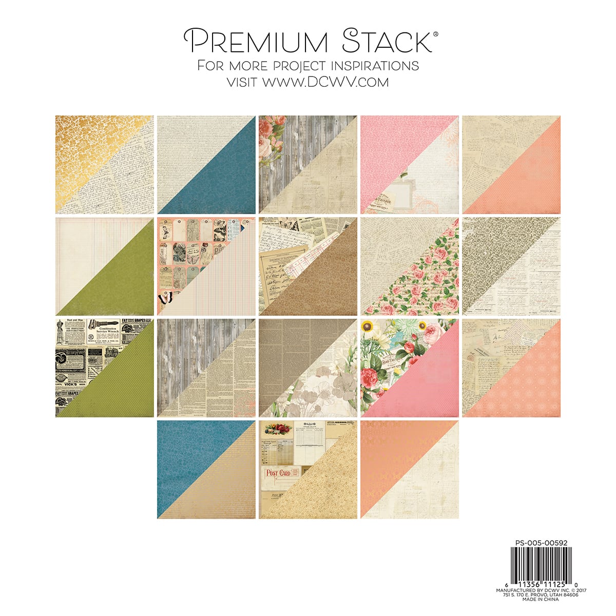 DCWV&#xAE; Preserved Paper Double-Sided Cardstock Paper Pad, 12&#x22; x 12&#x22;