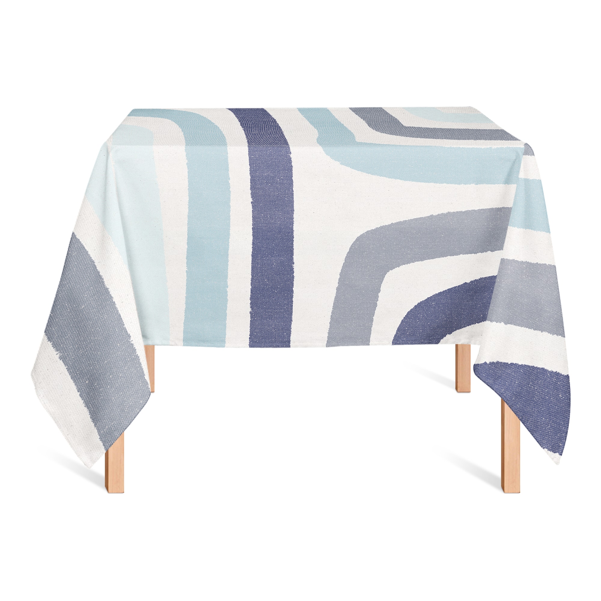 58" Abstract Blue Stripes Tablecloth