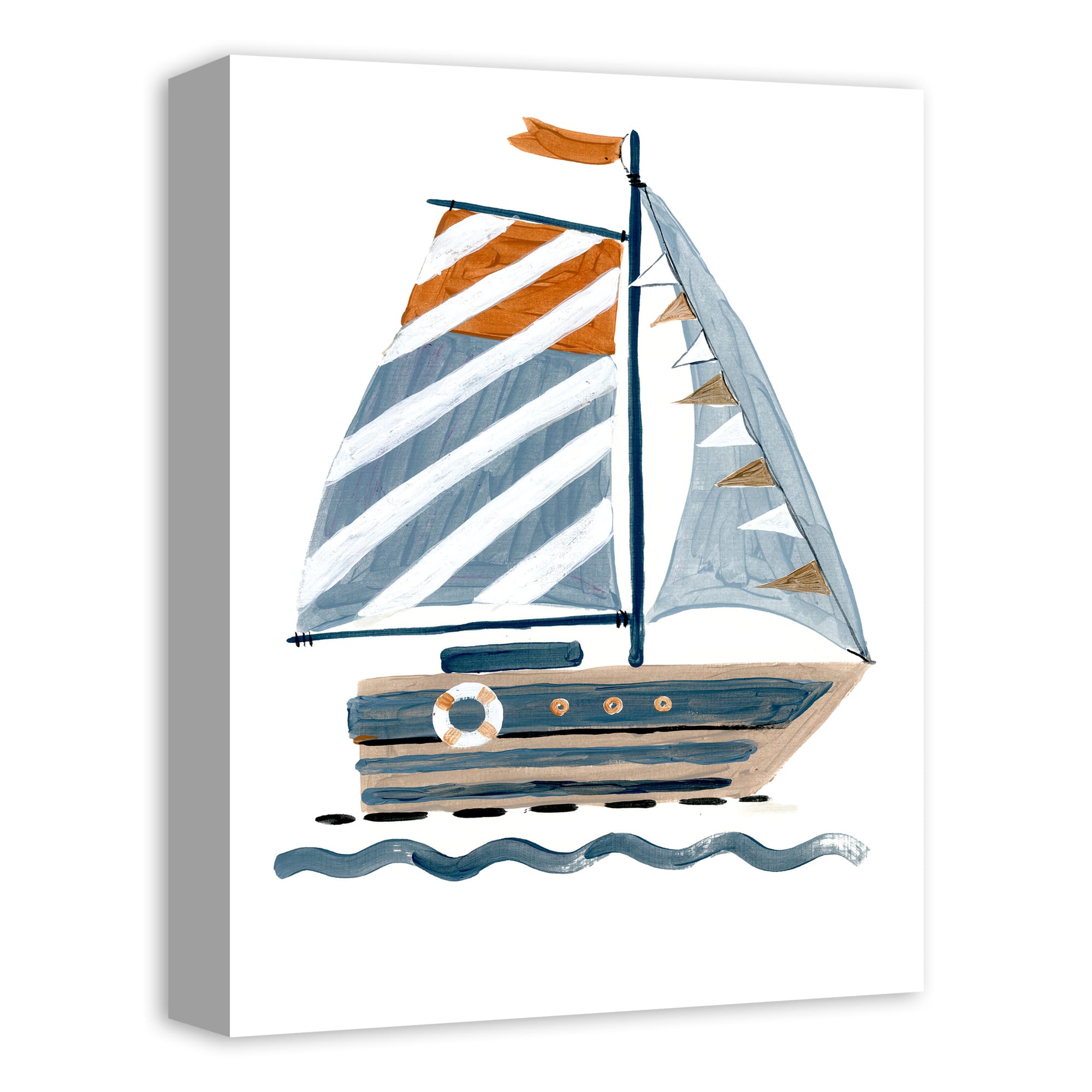 Striped Sailboat 12" x 16" Canvas Wall Art