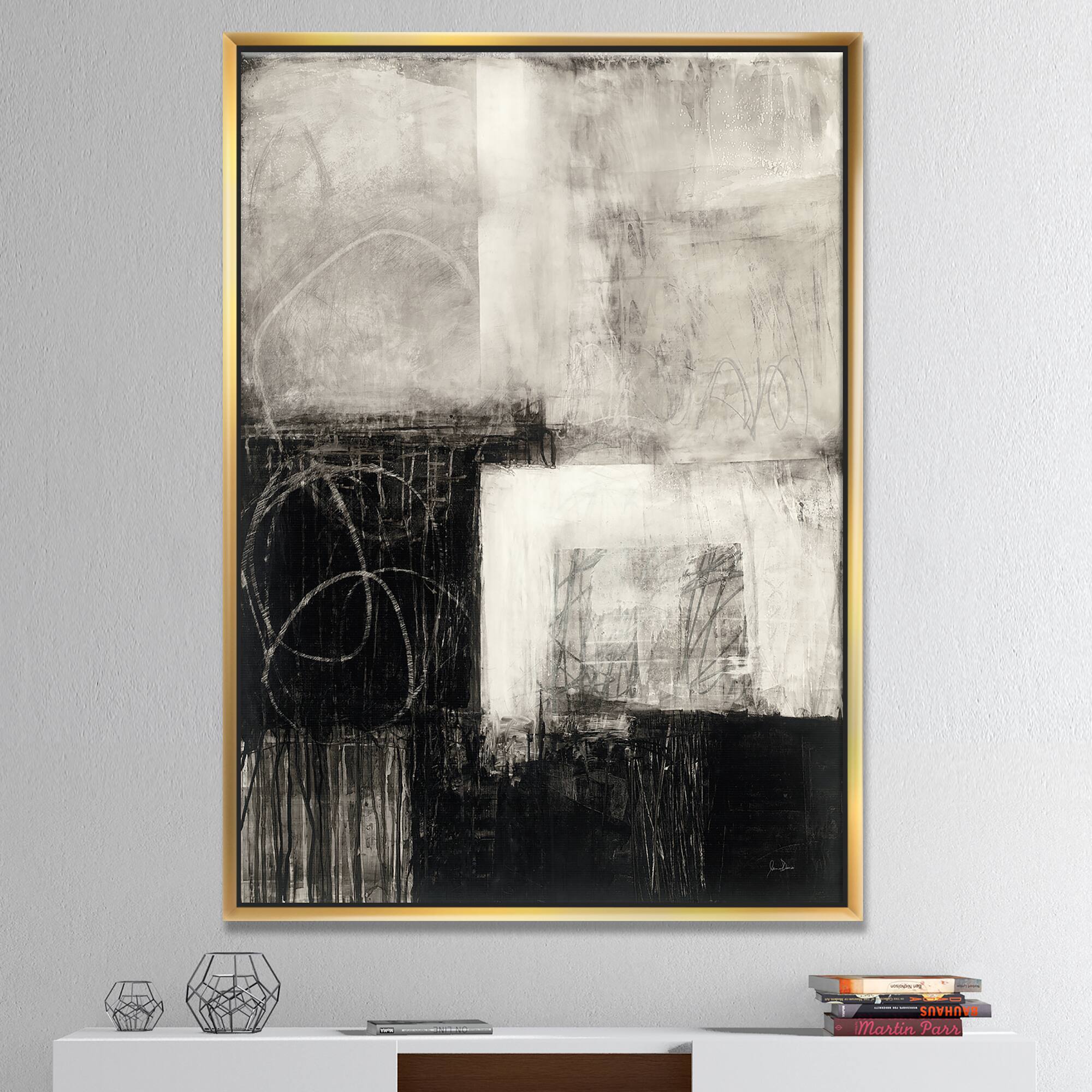 Designart - A Geometric Day II - Mid-Century Modern Canvas in Gold Frame