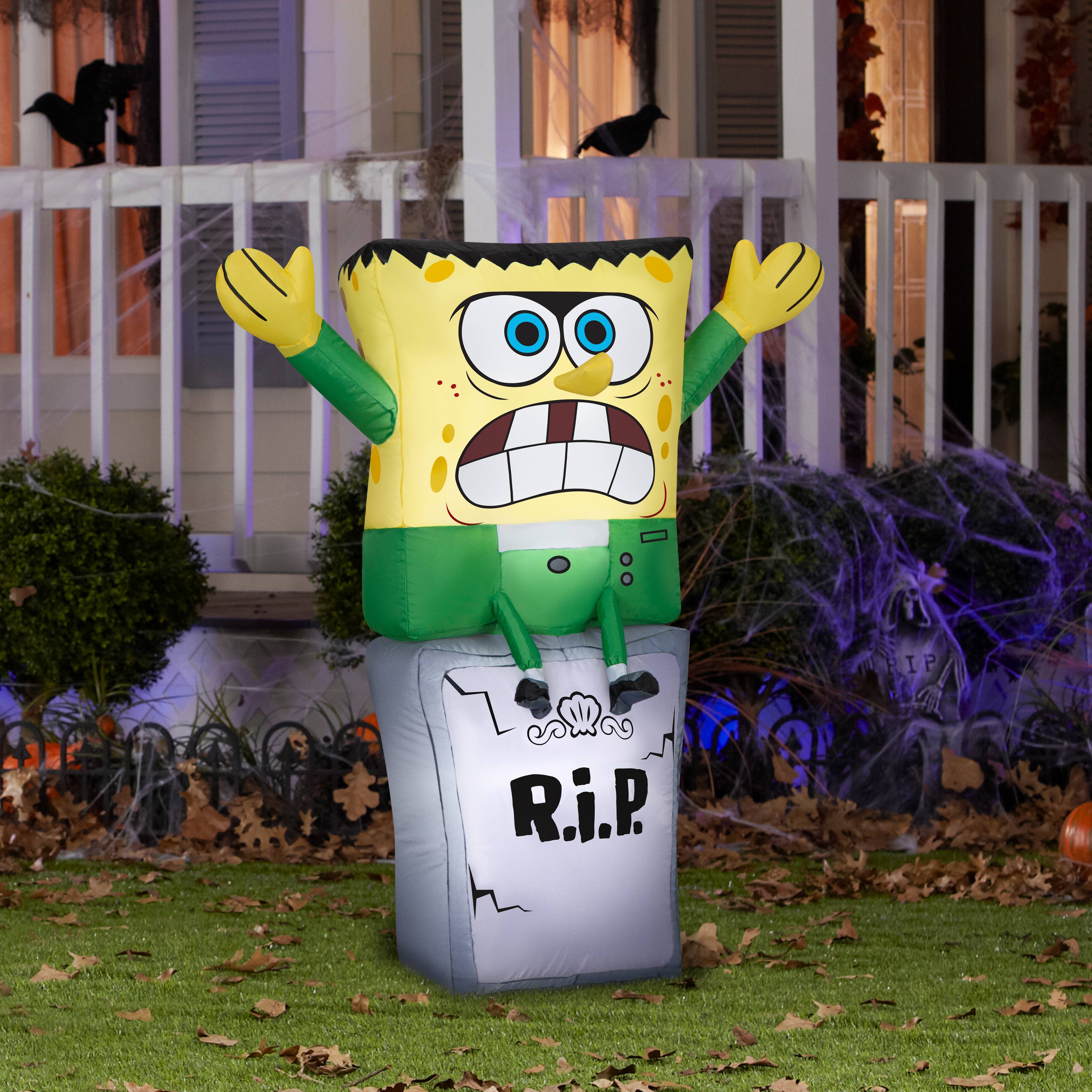 3ft. Airblown® Inflatable SpongeBob as Monster on Tombstone