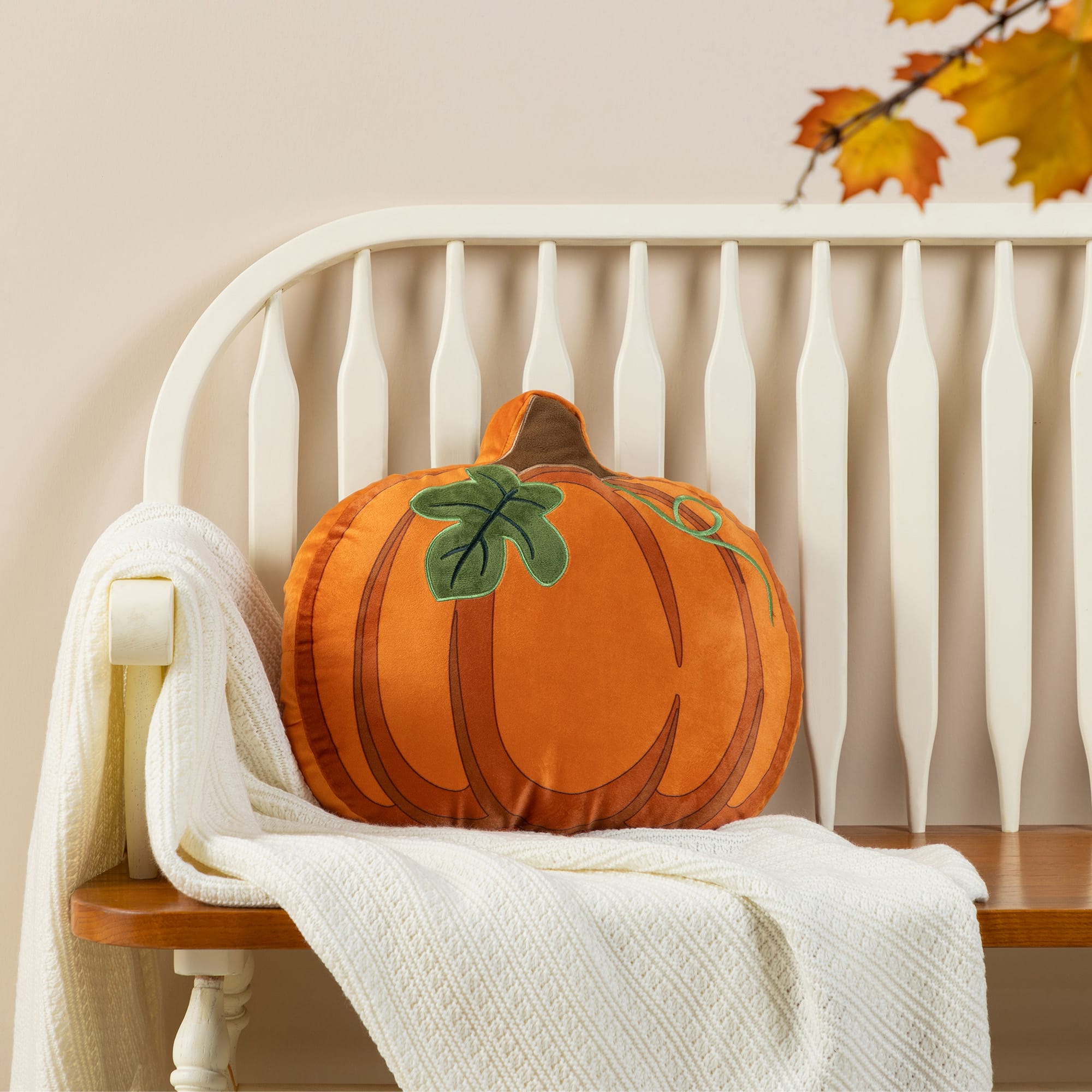 Glitzhome® 15.5"L Fall and Halloween Fabric Double Sided Pumpkin Pillow