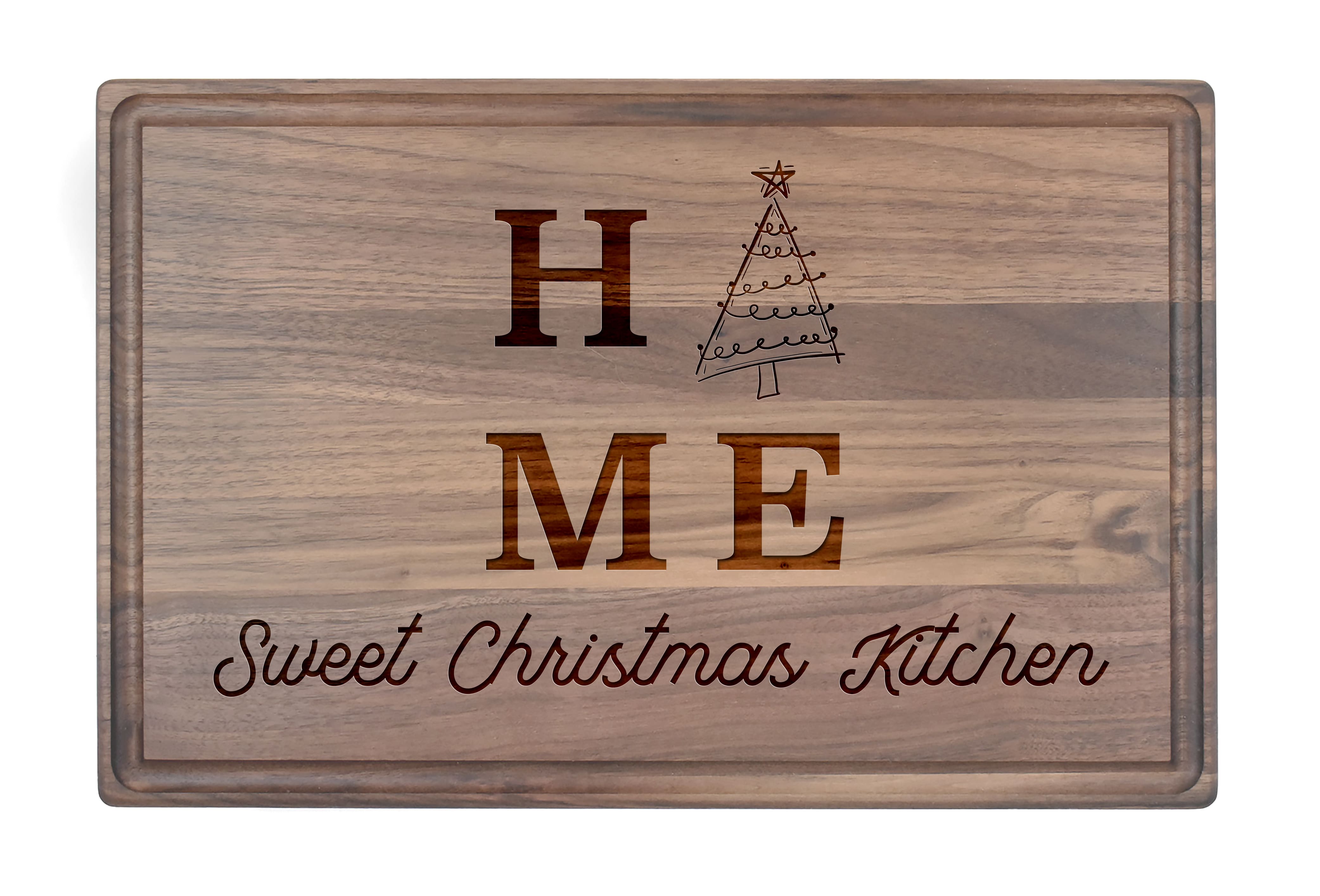 17" x 11" Sweet Christmas Kitchen Walnut Cutting Board