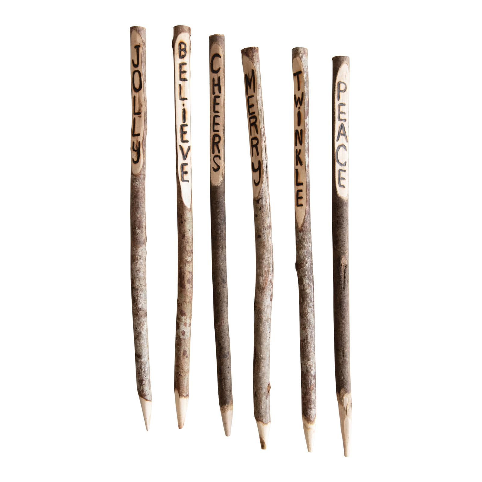 Hello Honey® 24" Natural Holiday Sentiment Wood Stakes, 6ct.
