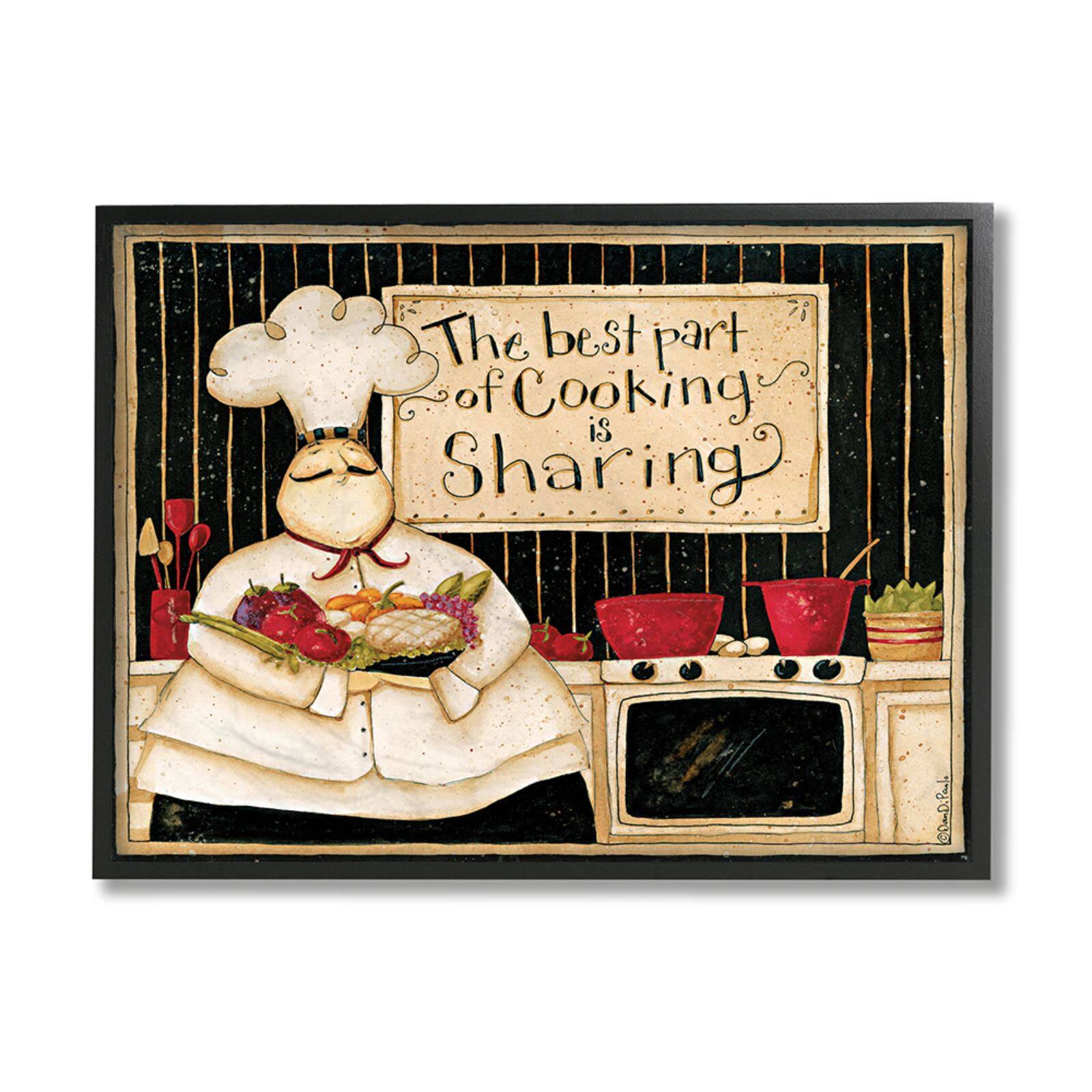 Stupell Industries Cooking Is Sharing Phrase Vintage Hefty Kitchen Chef Black Framed Wall Art