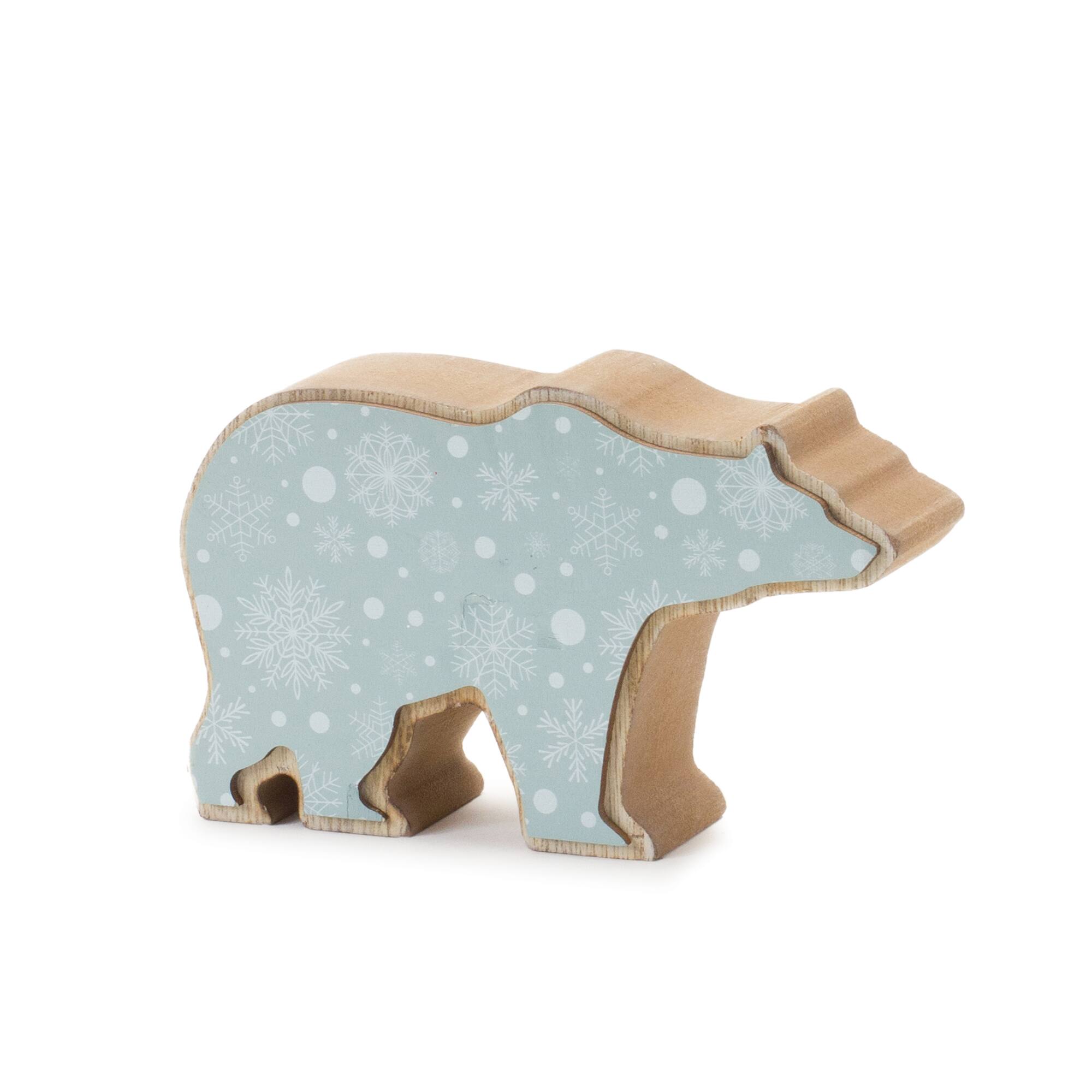 Wood Polar Bear Decor Set, 3&#x22; &#x26; 3.75&#x22;