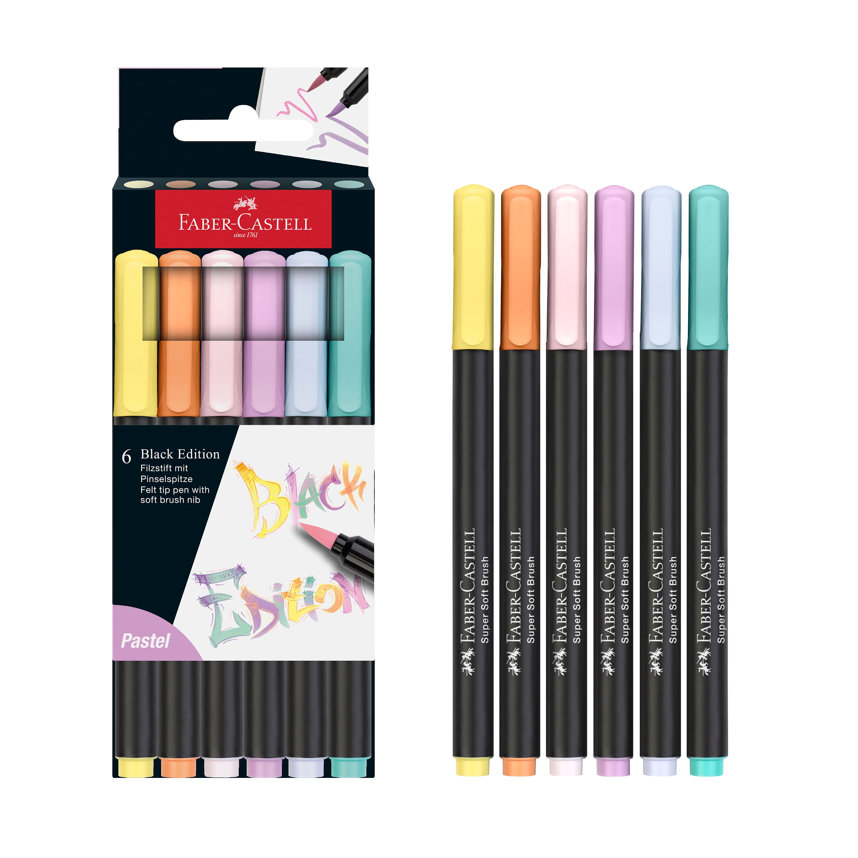 Faber-Castell&#xAE; Black Edition Pastel Felt Tip Brush Pens