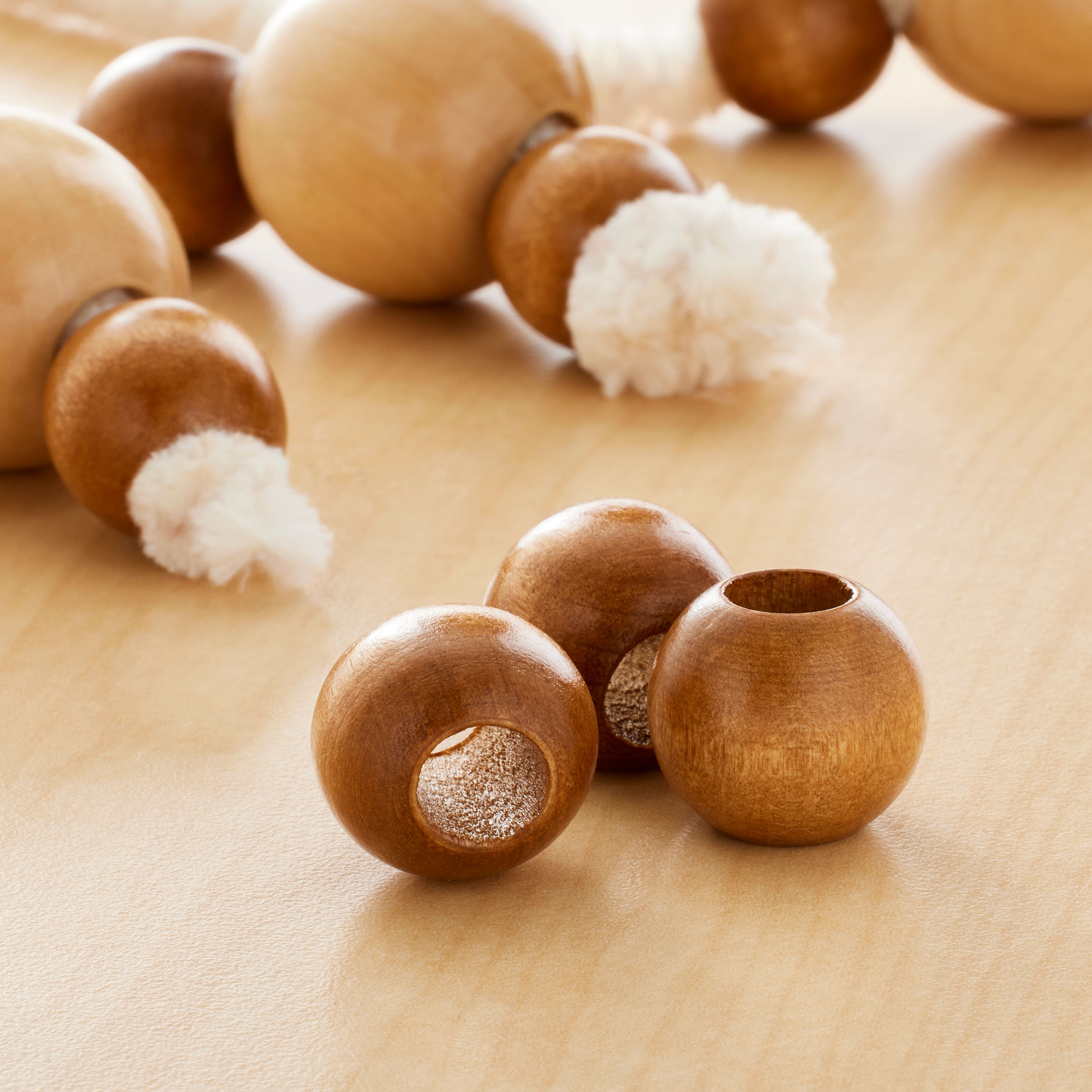 12 Packs: 16 ct. (192 total) Maple Round Wood Beads, 20mm by Loops &#x26; Threads&#xAE;