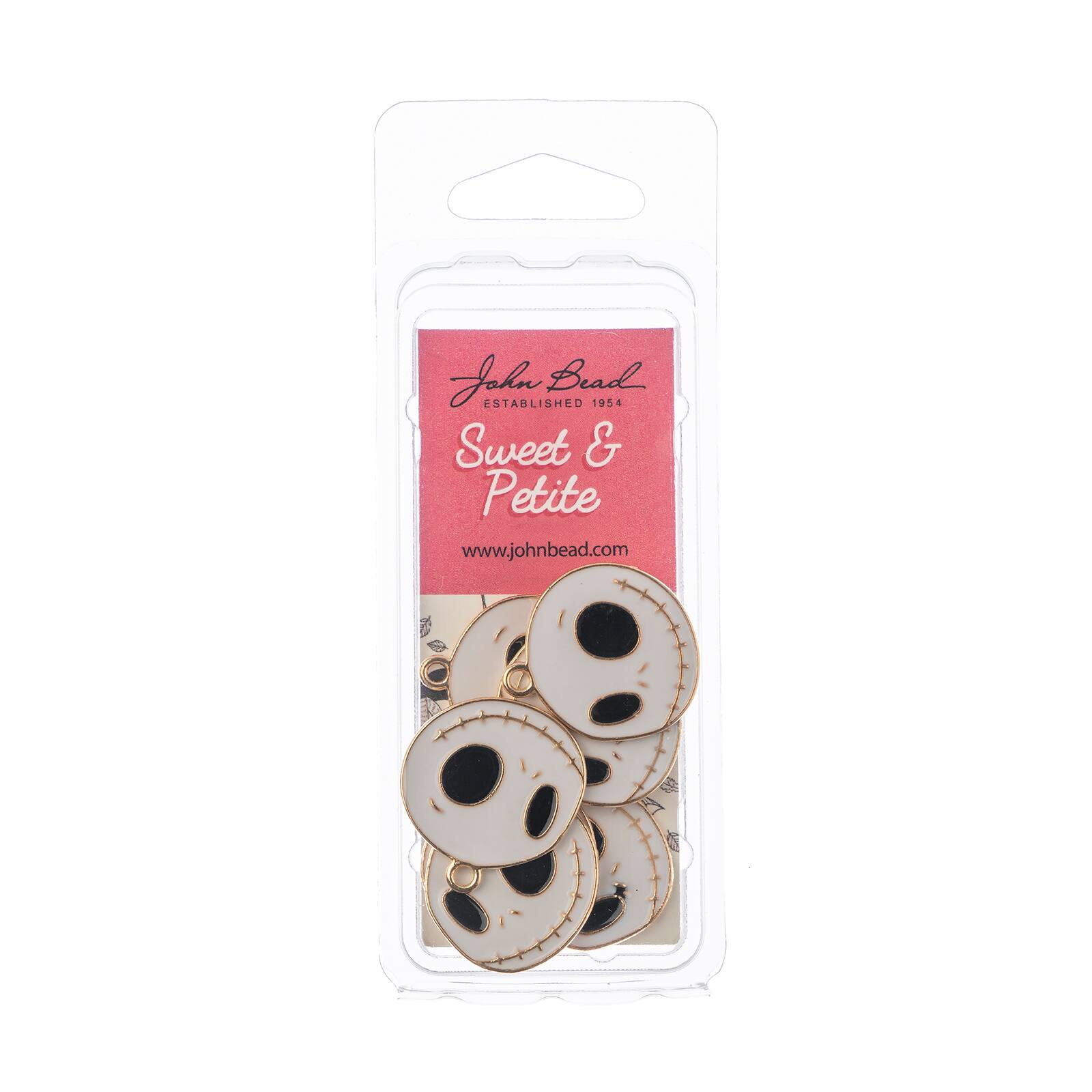 John Bead Sweet &#x26; Petite Halloween Small Happy Skeleton Ghost Face Charms, 8ct.