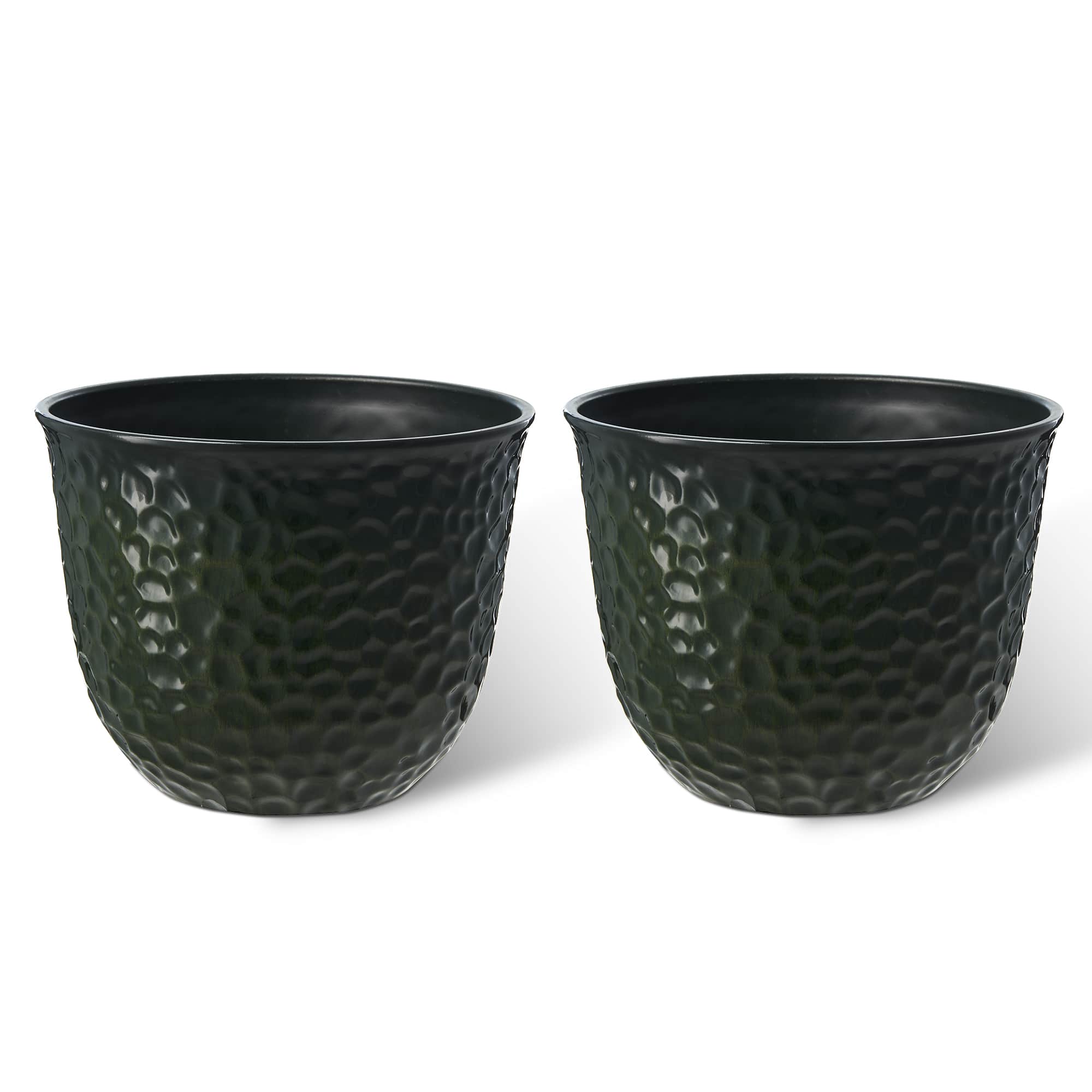 Glitzhome&#xAE; 15.25&#x22; Honeycomb Textured Green Faux Ceramic Plastic Planters, 2ct.