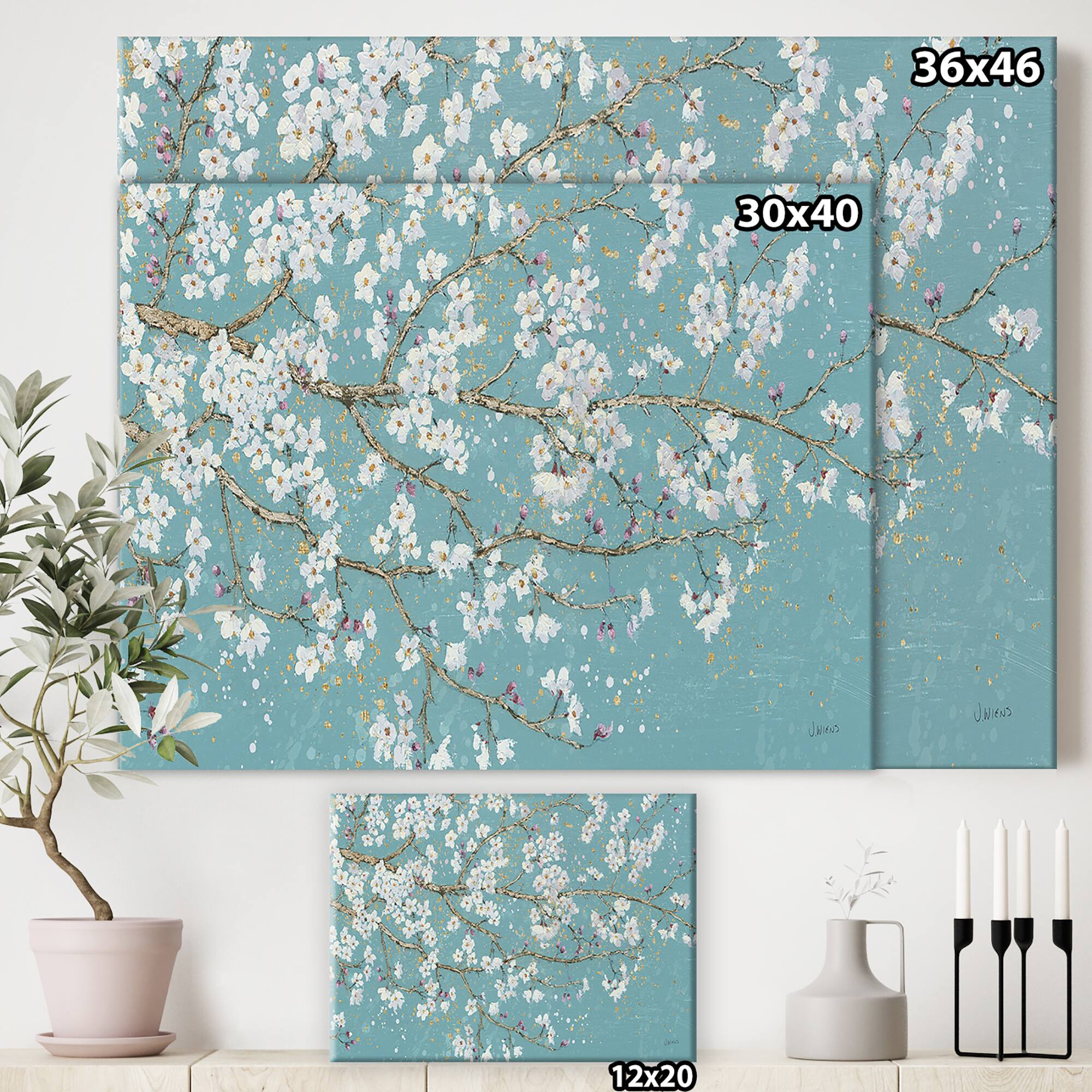 Designart - Blue April Tree - Traditional Gallery-wrapped Canvas