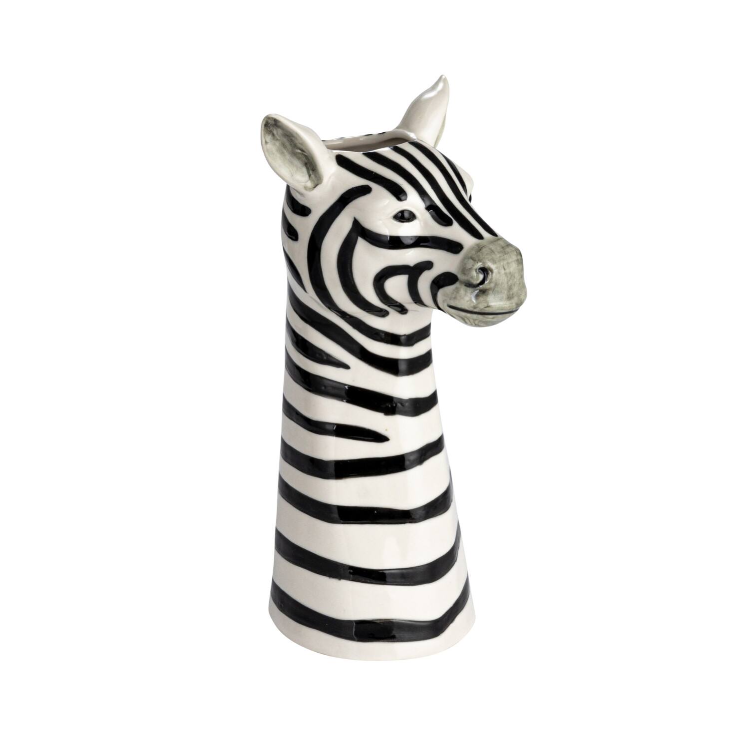 Hello Honey® 11.5" White & Black Hand-Painted Decorative Stoneware Zebra Vase