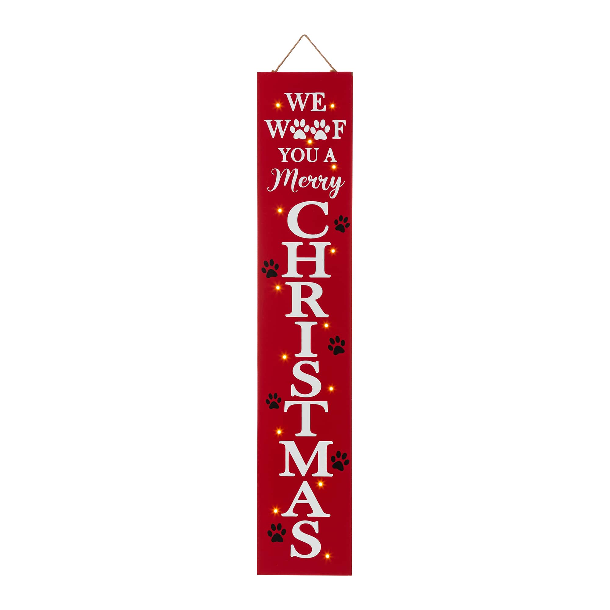 Glitzhome&#xAE; 42&#x22; Pet &#x22;CHRISTMAS&#x22; Lighted Wooden Porch Sign