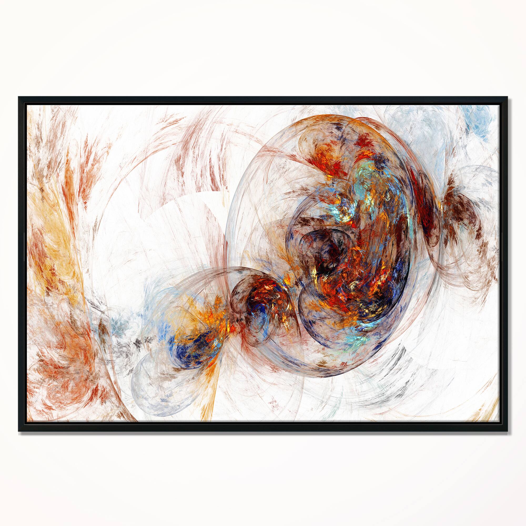 Designart - Colored Smoke Brown - Abstract Framed Canvas art print