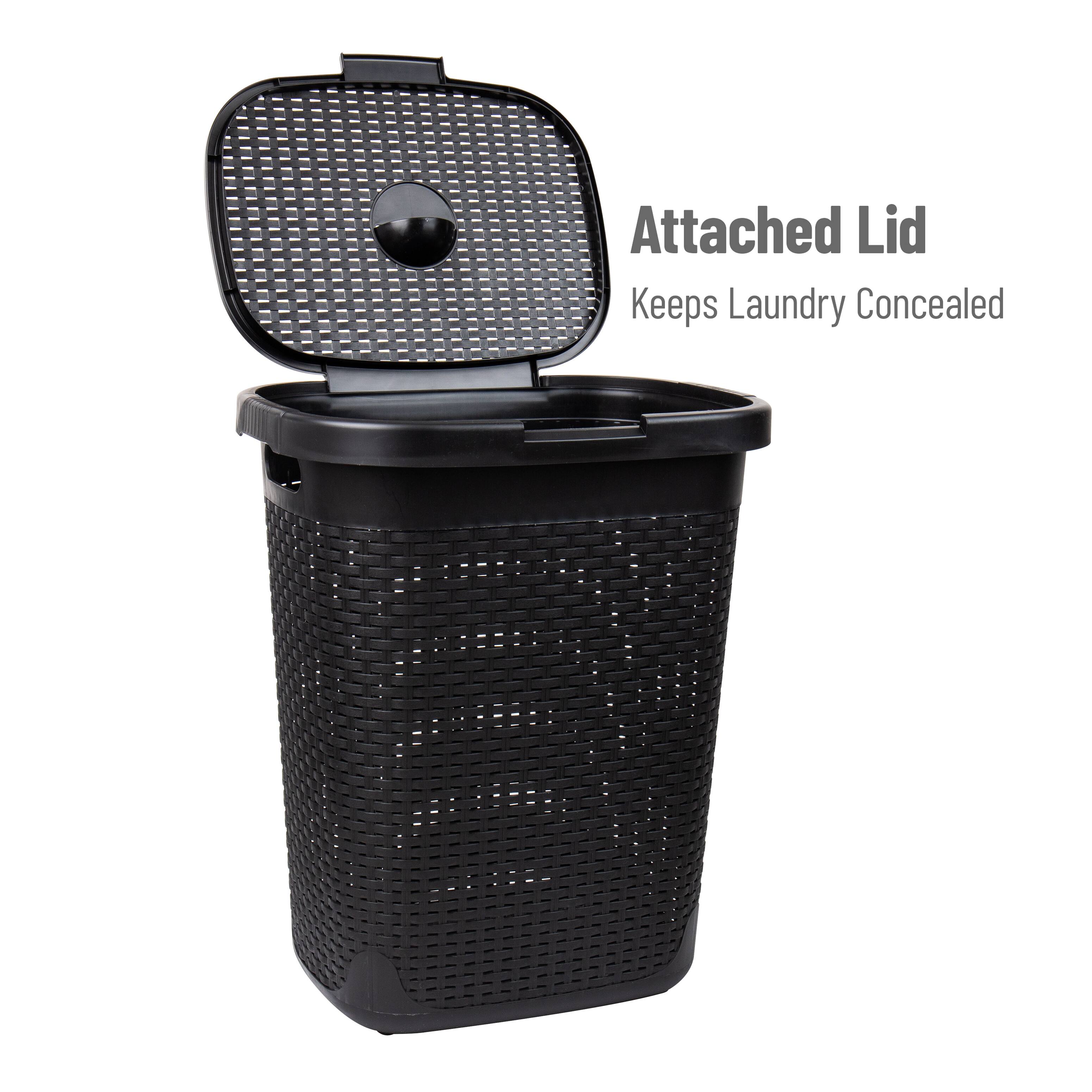 Mind Reader 21&#x22; Plastic Wicker Design Laundry Hamper