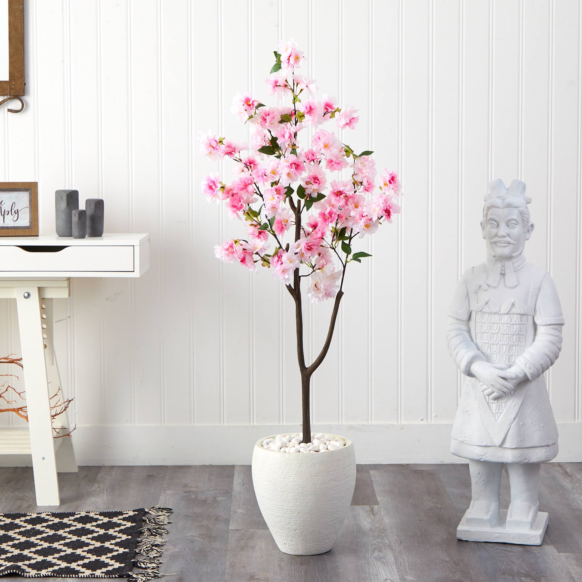 4.5ft. Cherry Blossom Artificial Tree in White Planter