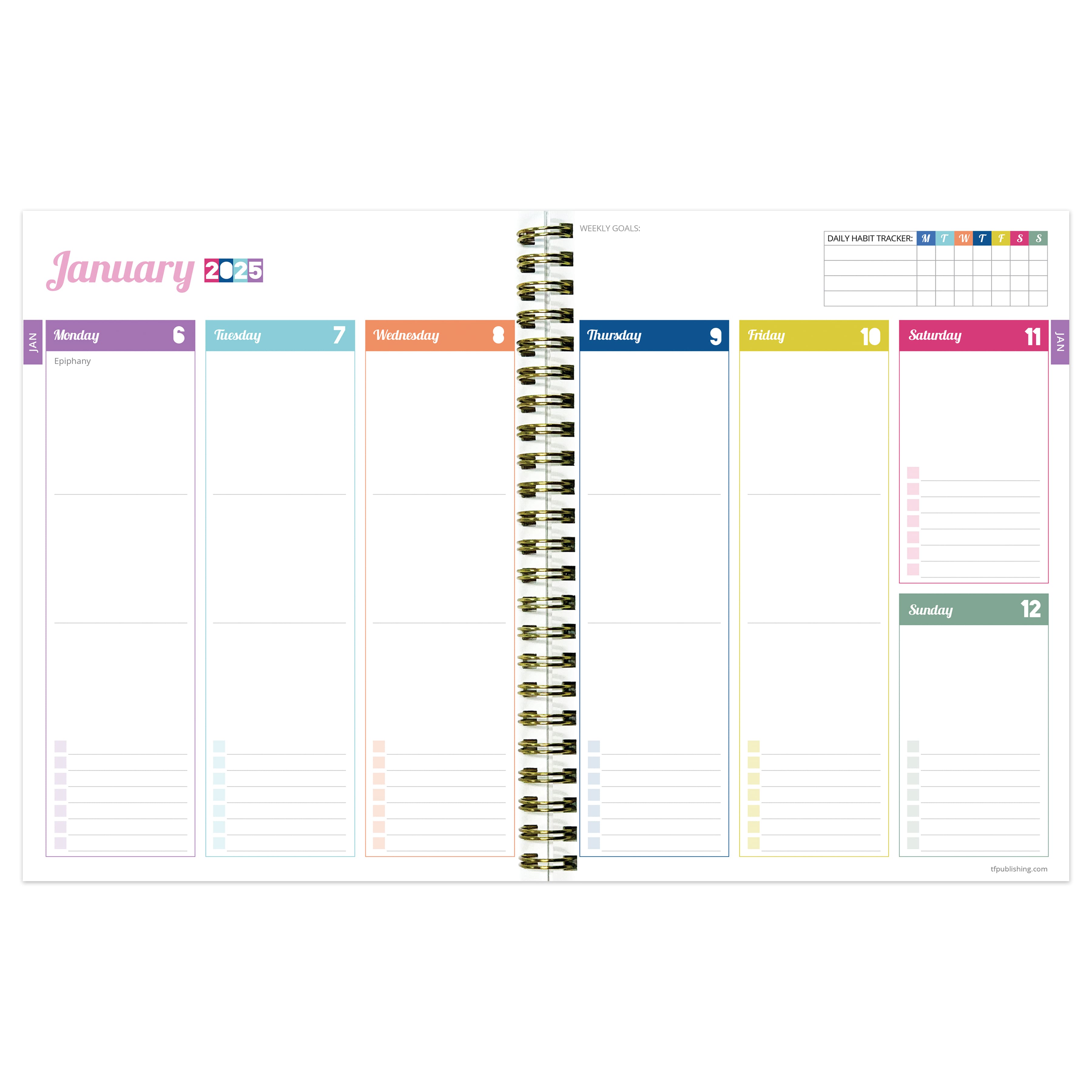 TF Publishing 2025 Medium Happy Hibiscus Weekly Monthly Spiral Planner