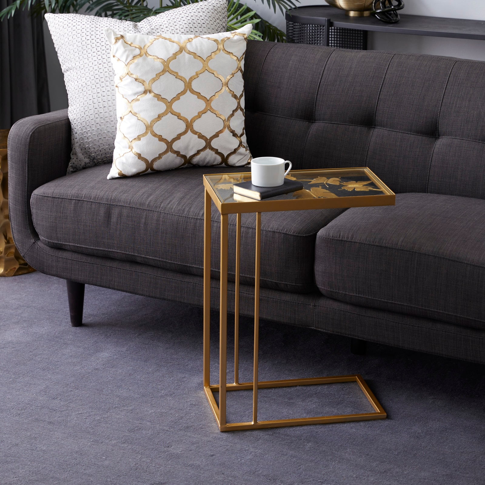 25" Gold Metal Contemporary Accent Table