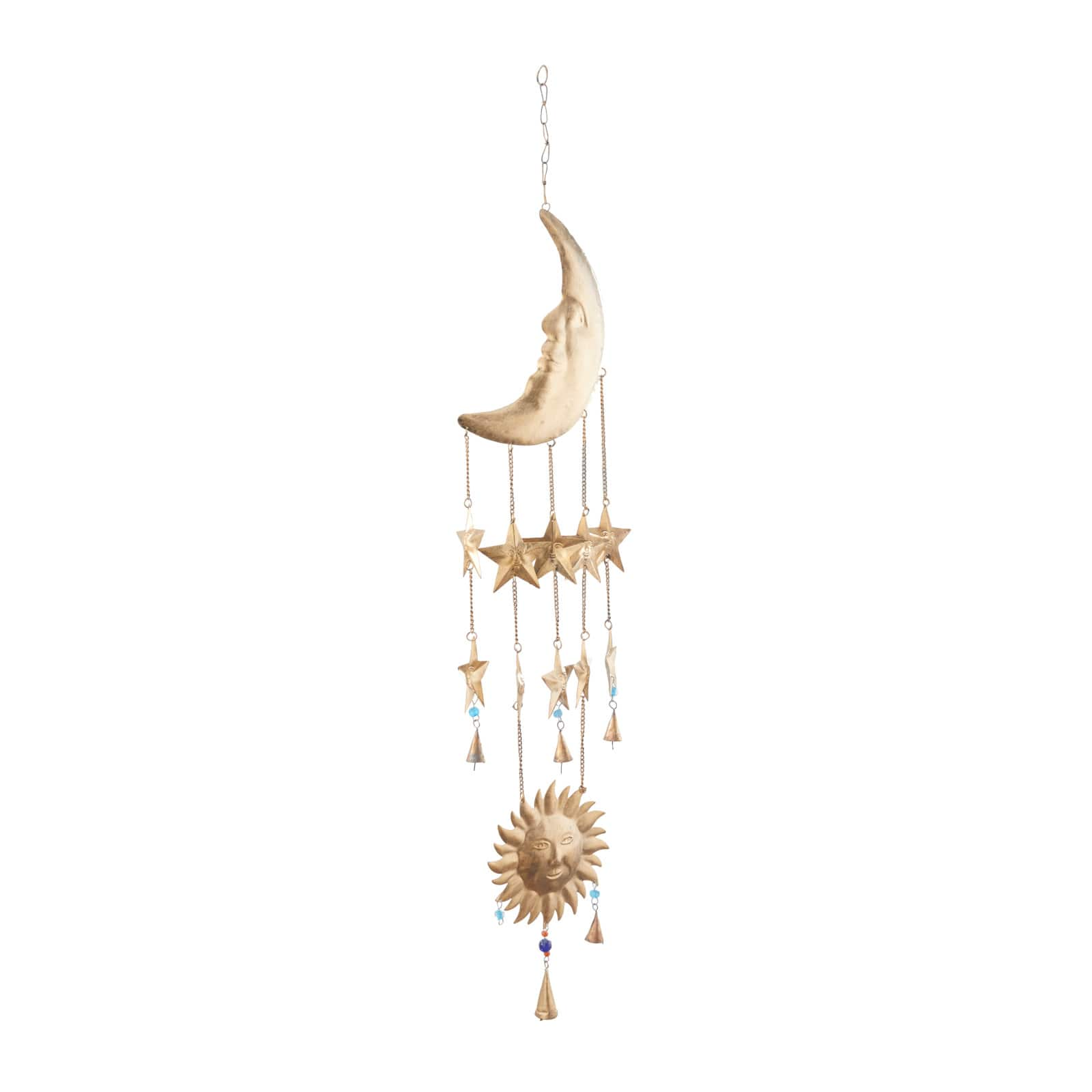 Gold Metal Eclectic Windchime, 9&#x22; x 1&#x22; x 39&#x22;