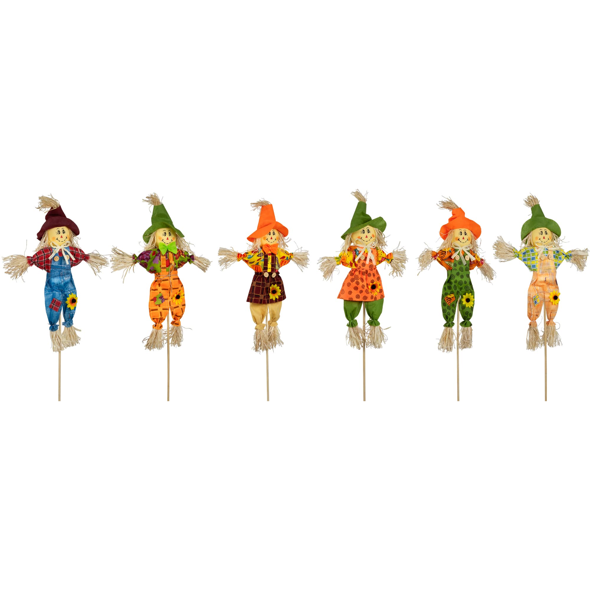 24&#x22; Fall Harvest Scarecrow Picks, 6ct.