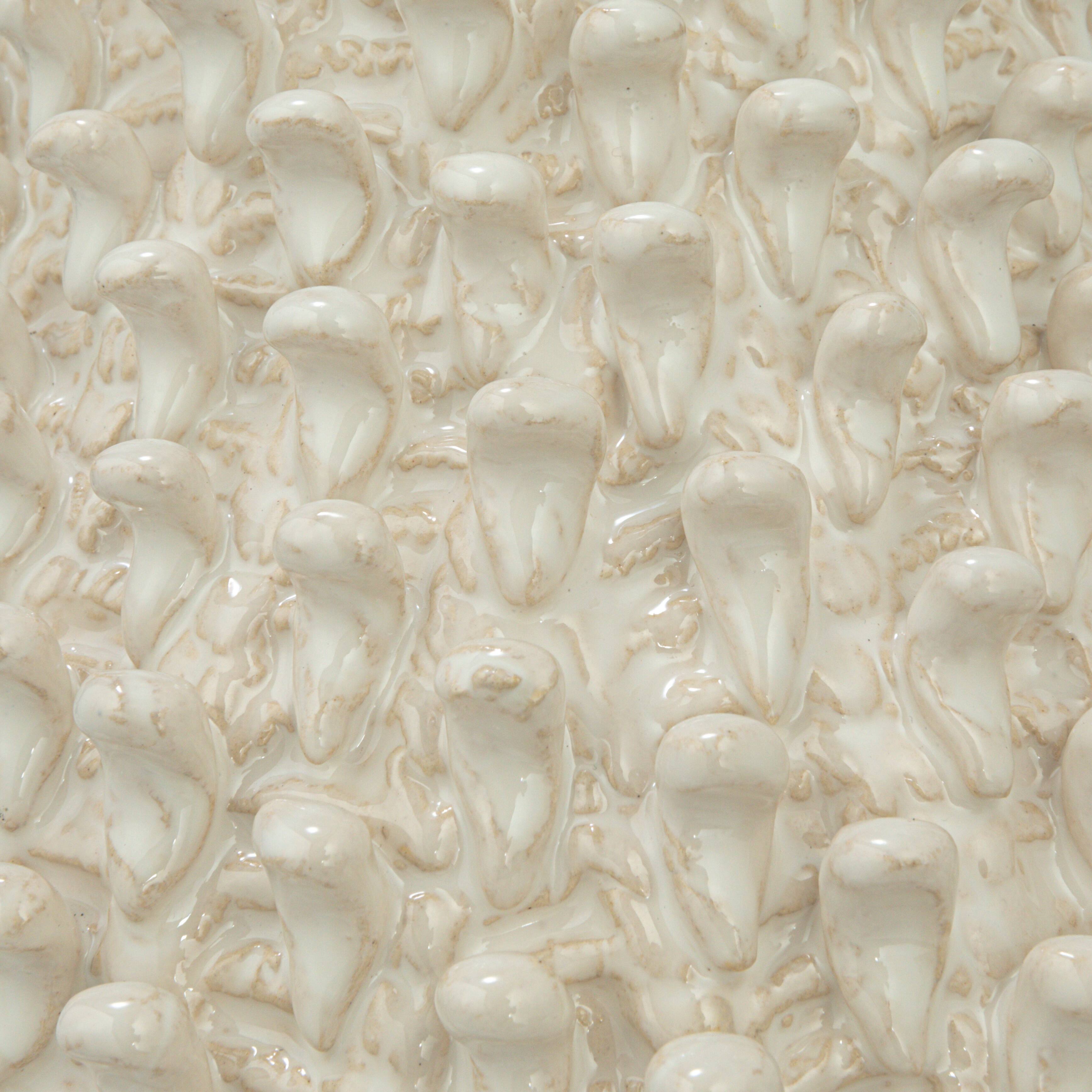 Hello Honey® 10" Cream Round Embossed Stoneware Formed Vase