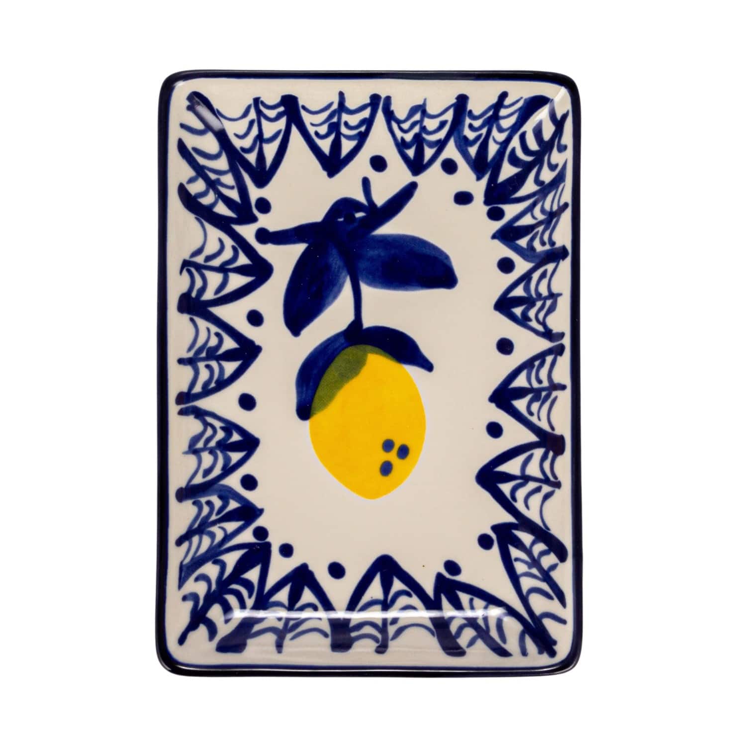 Hello Honey® Blue & Yellow Lemon Stoneware Plate, 12ct.