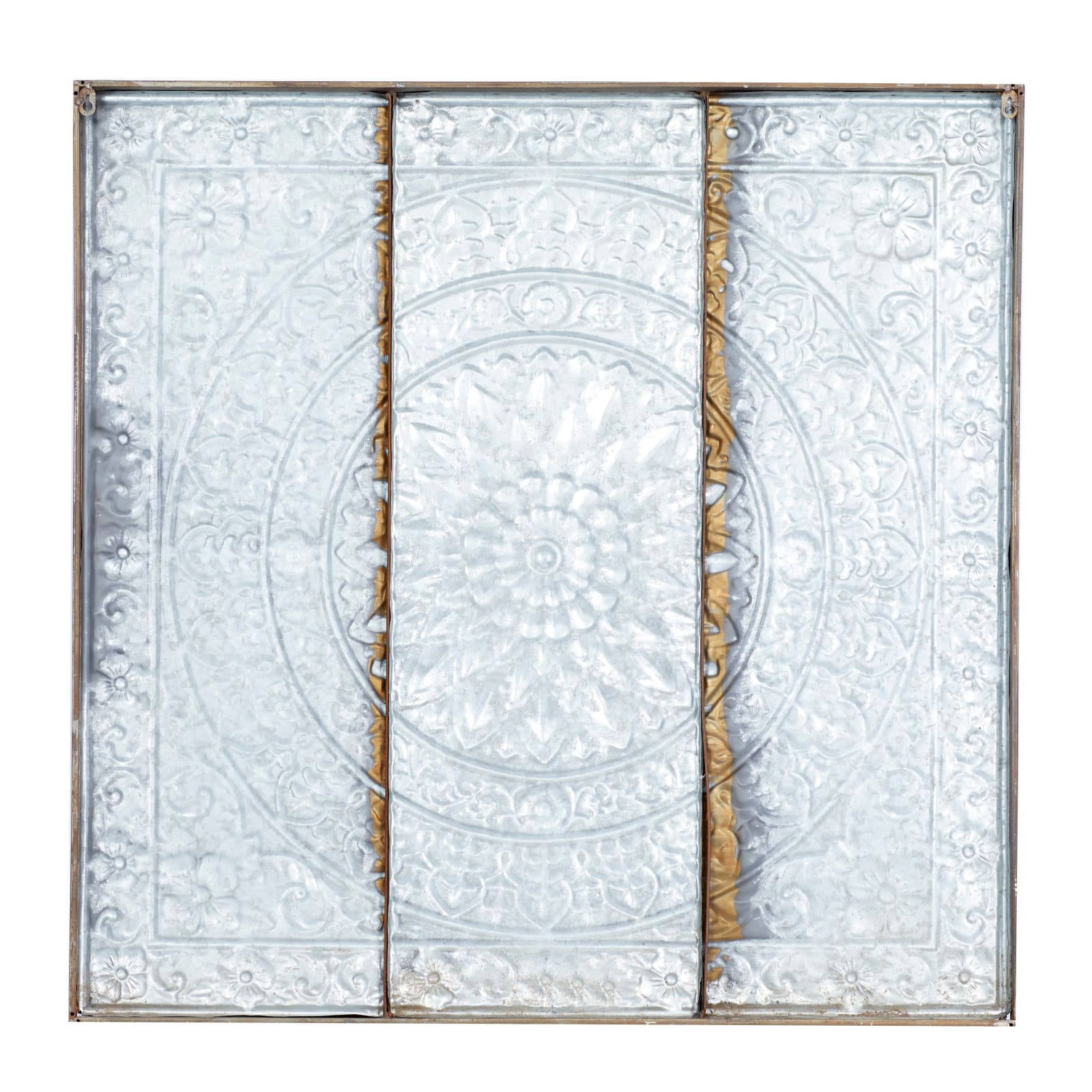 36&#x22; Gray Metal Rustic Floral Wall D&#xE9;cor