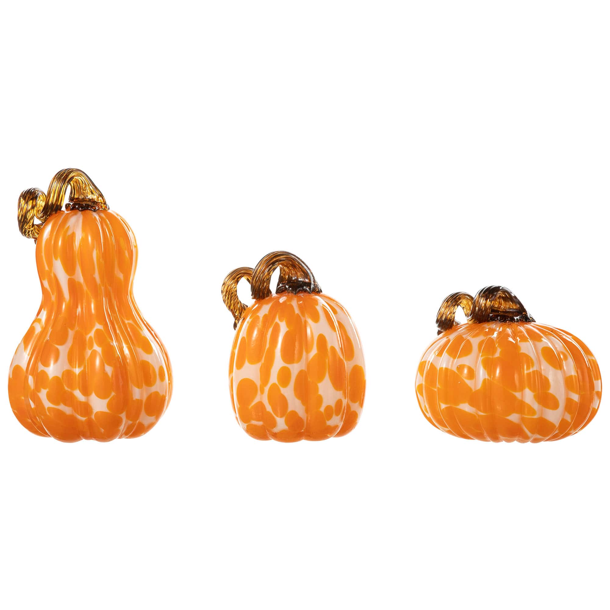 Glitzhome® Orange Glass Pumpkin & Gourd Set