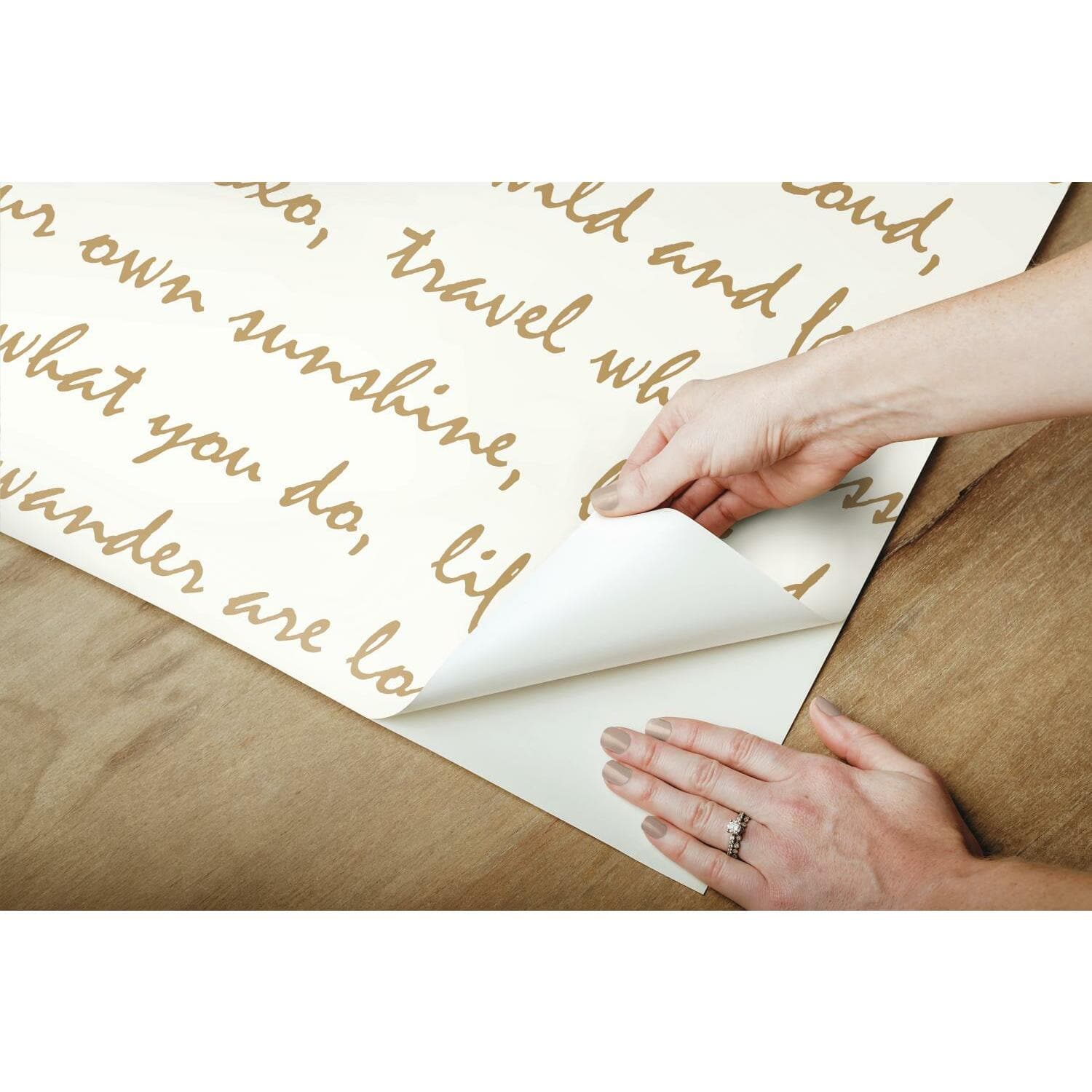 RoomMates Gold Dream Big Script Peel & Stick Wallpaper