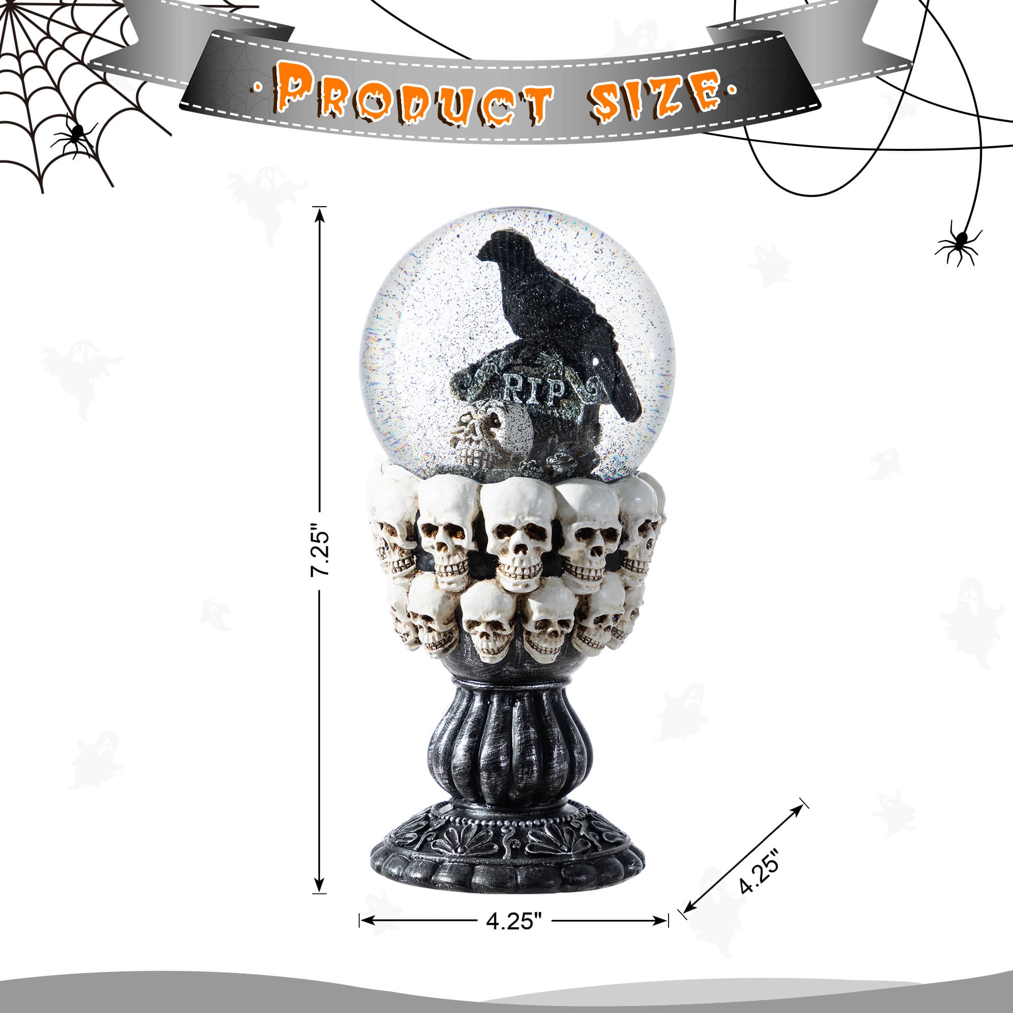 Glitzhome&#xAE; 100mm 7.25&#x22;H Halloween Resin Stacked Skull Waterglobe
