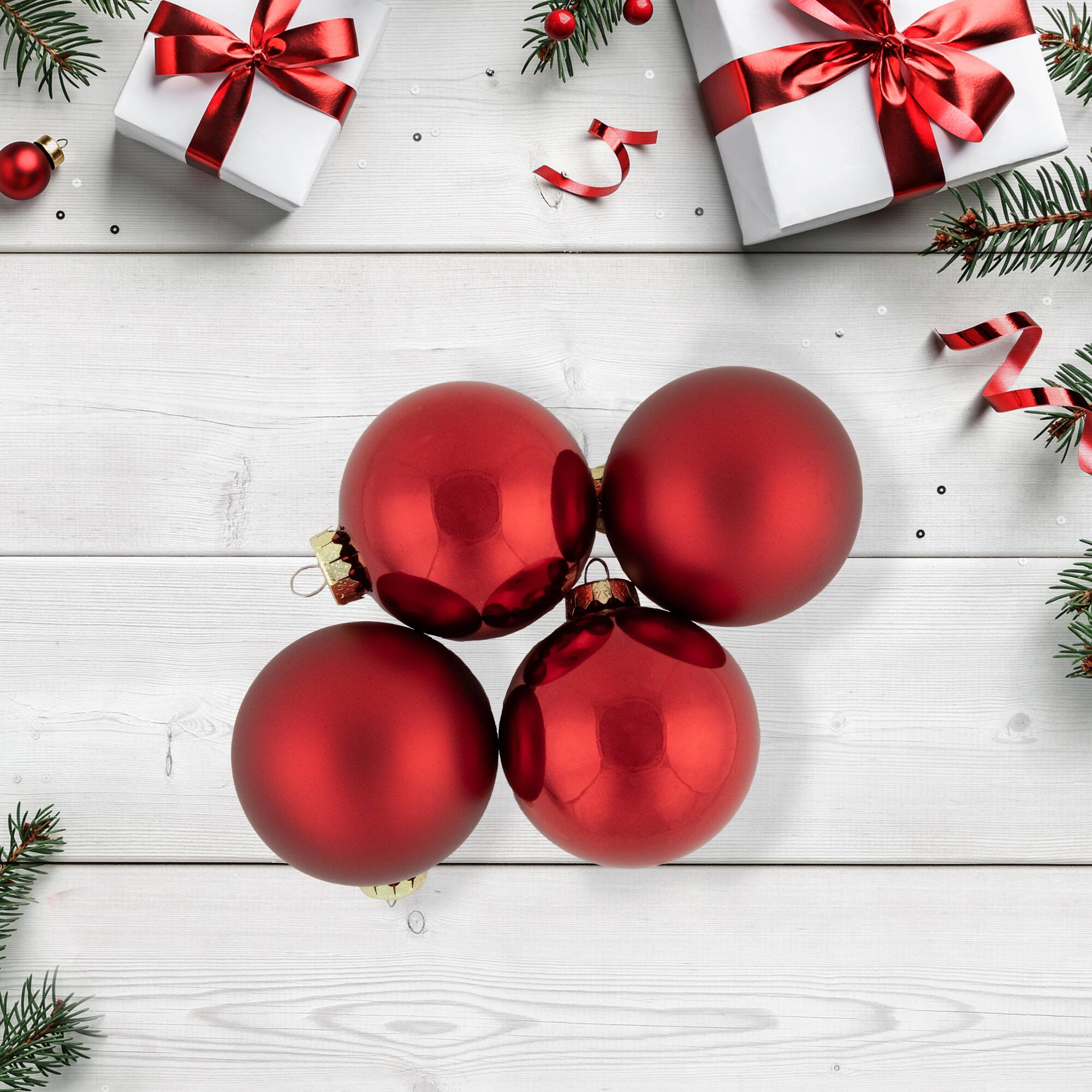 72ct. 2 Finish Red Glass Ball Ornaments