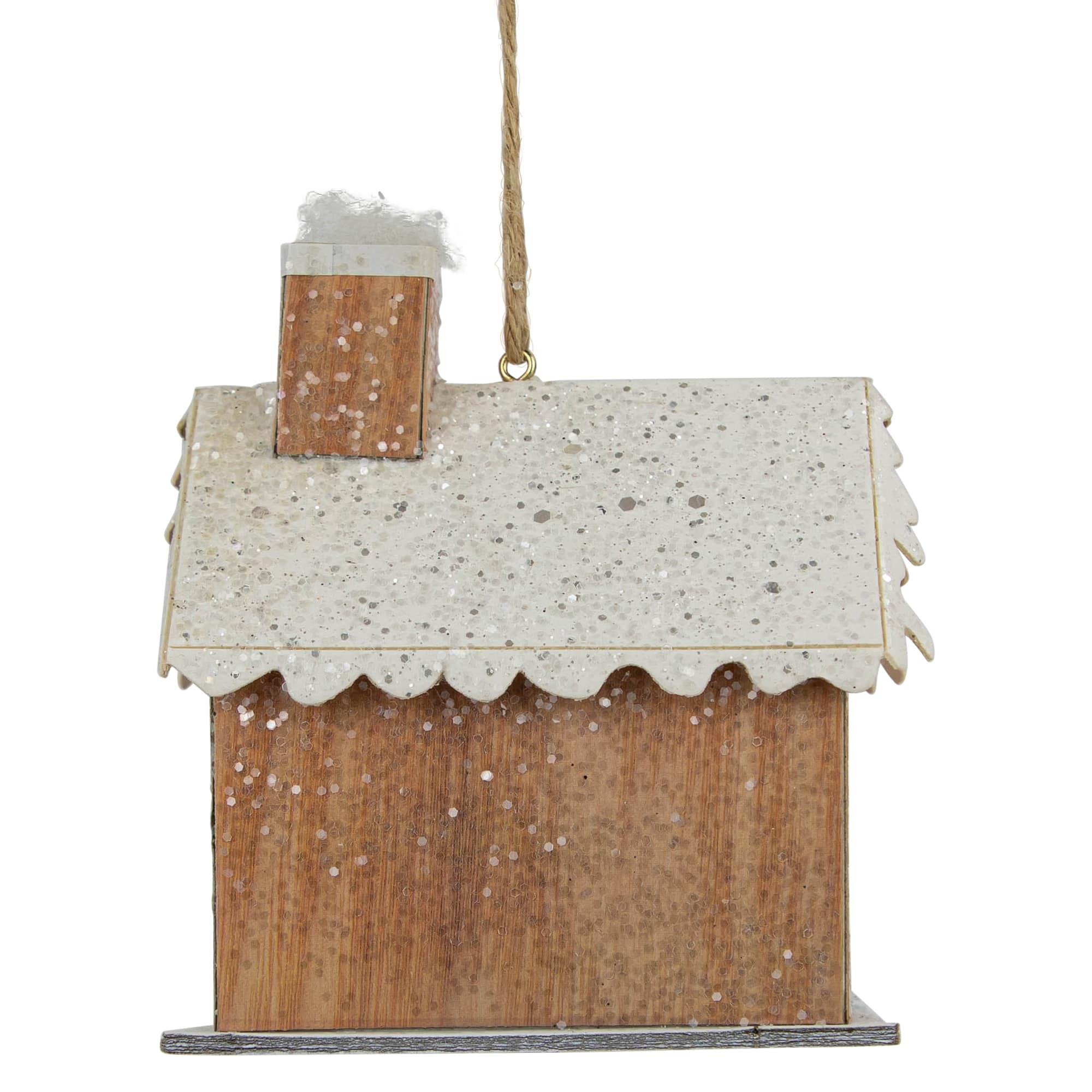 4&#x22; Battery Operated Tan Brown and White Lighted House Christmas Ornament