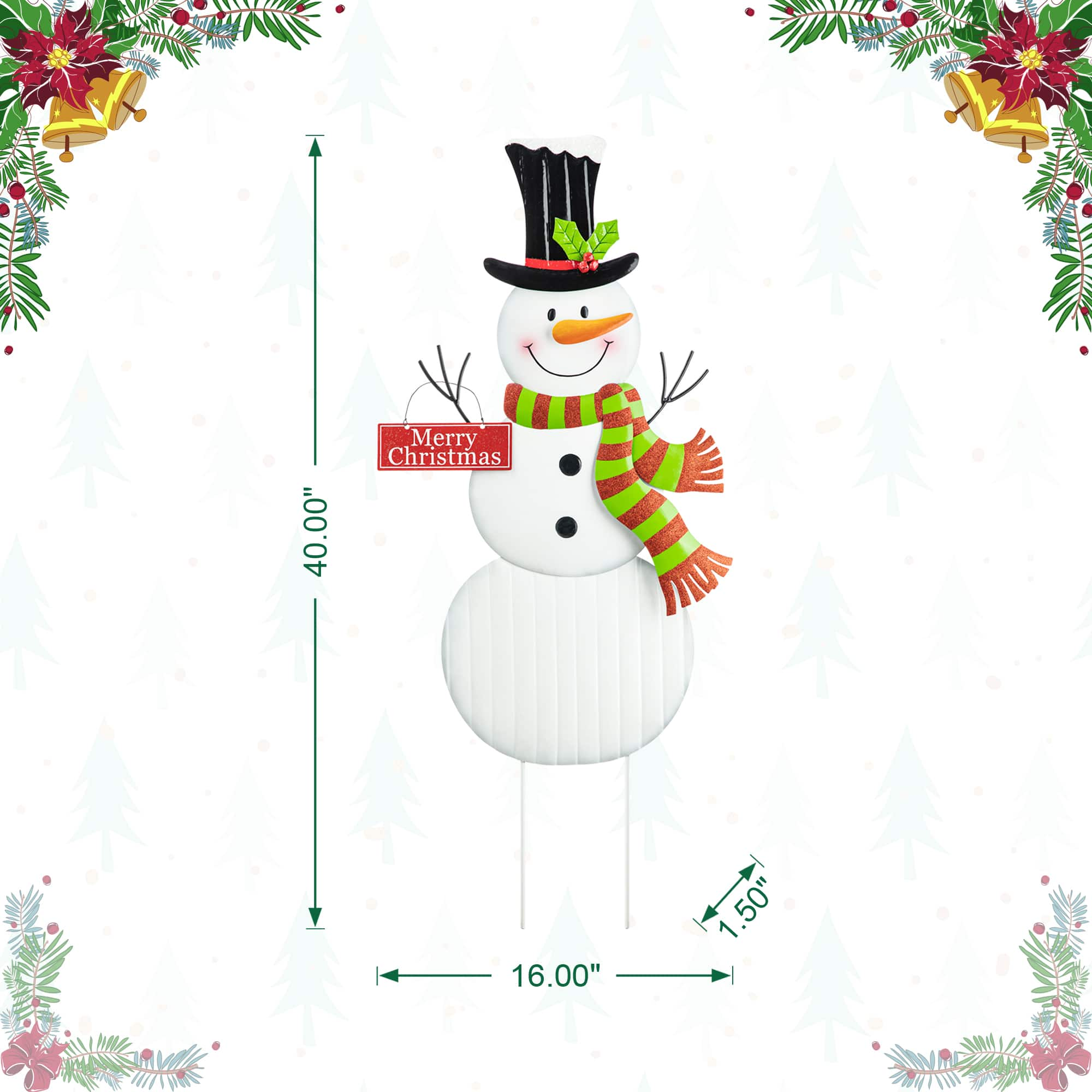 Glitzhome&#xAE; 40&#x22; Metal Snowman Yard Stake