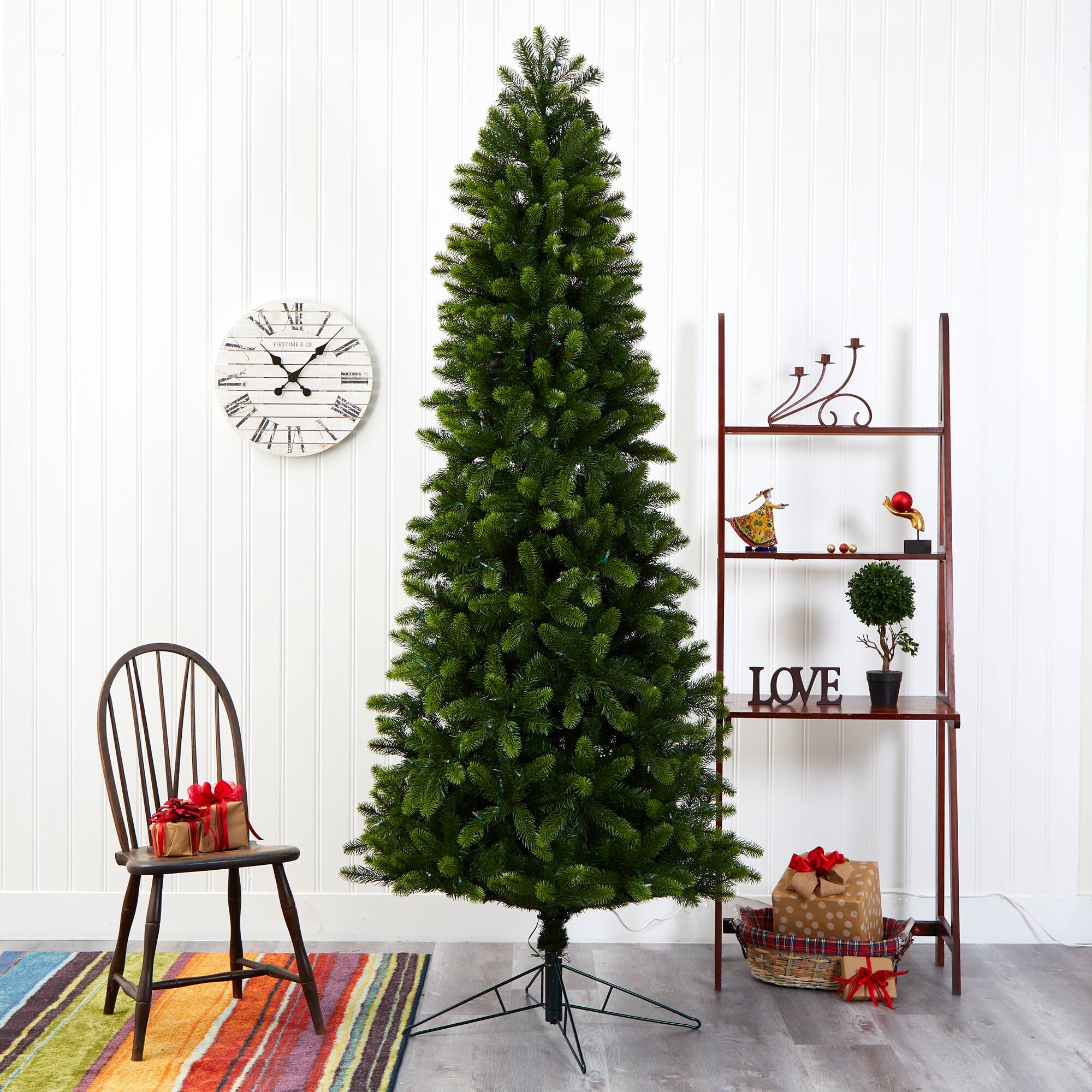 8ft. Pre-Lit Virginia Spruce Artificial Christmas Tree, Warm White LED Lights