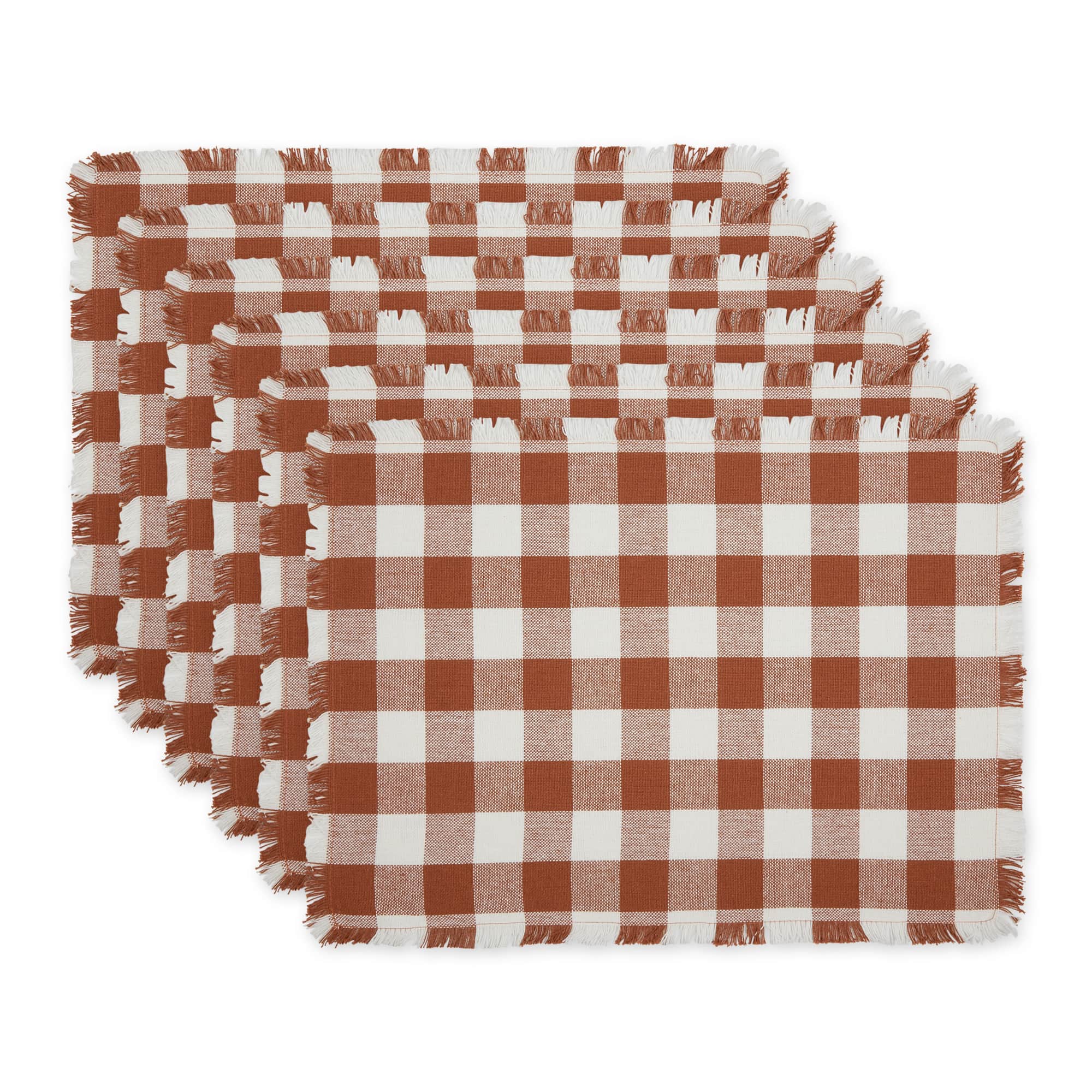 DII® Heavyweight Check Fringed Cotton Placemats, 6ct.