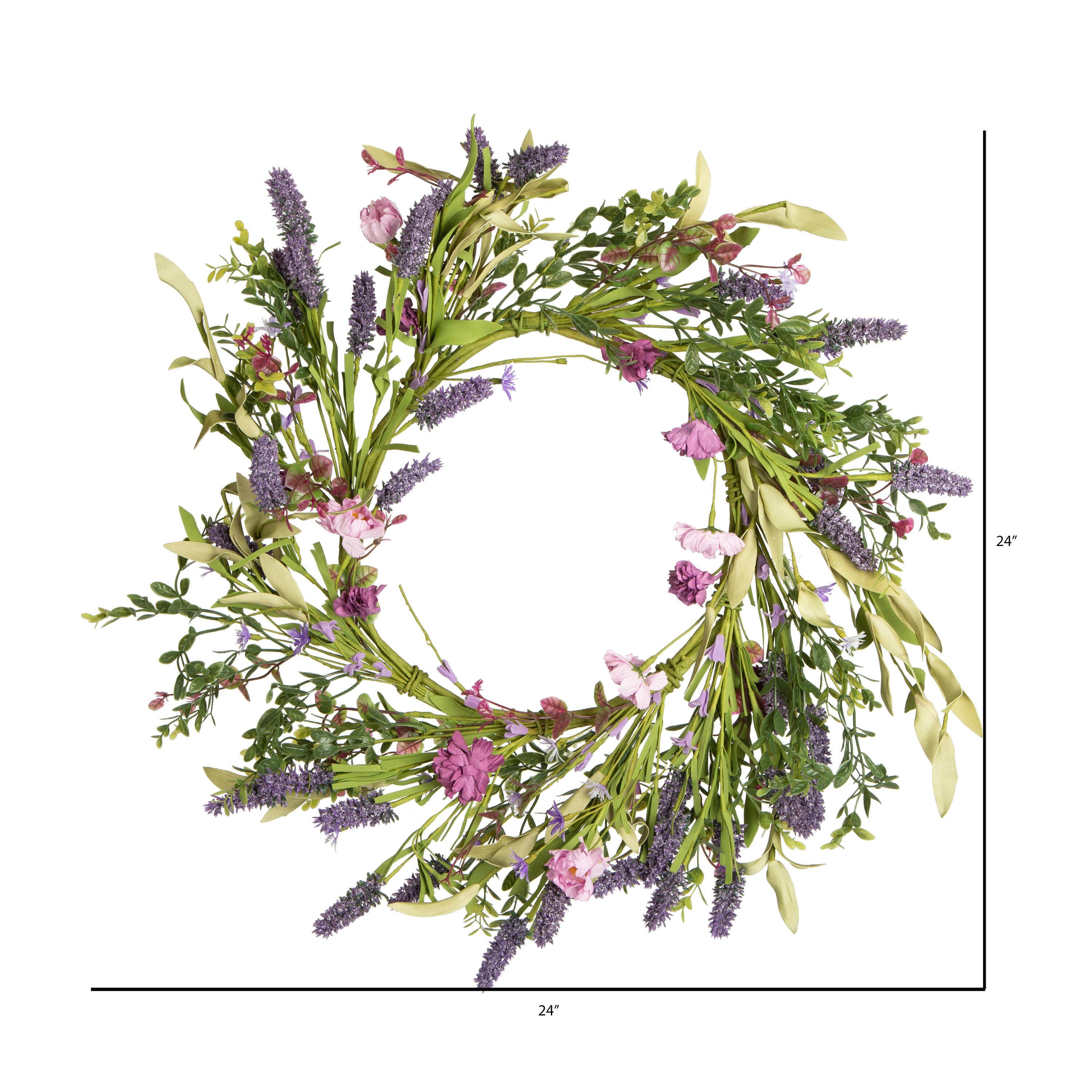 24" Purple Lilac Wildflower Wreath