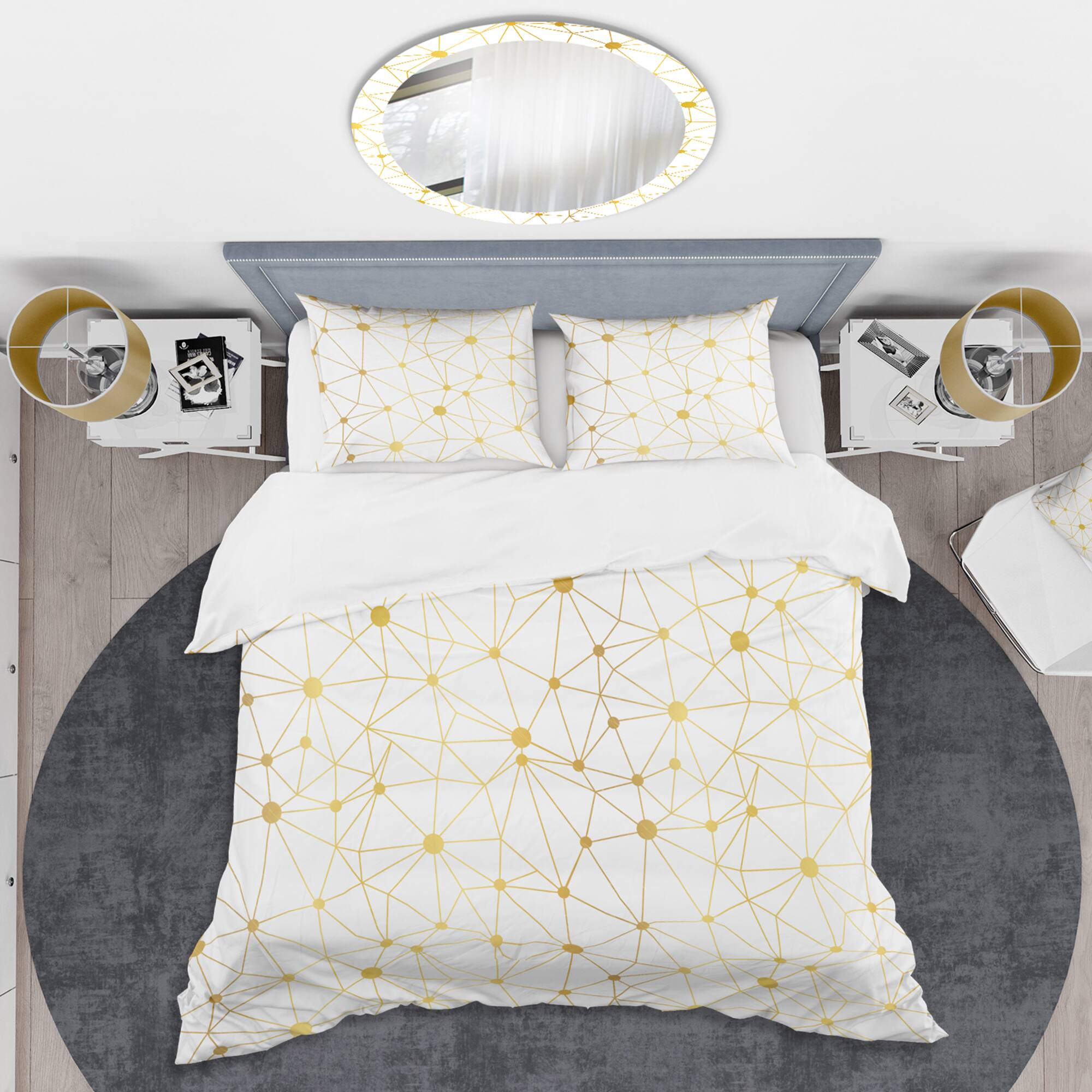 Designart &#x27;Golden Grid I&#x27; Mid-Century Duvet Cover Set