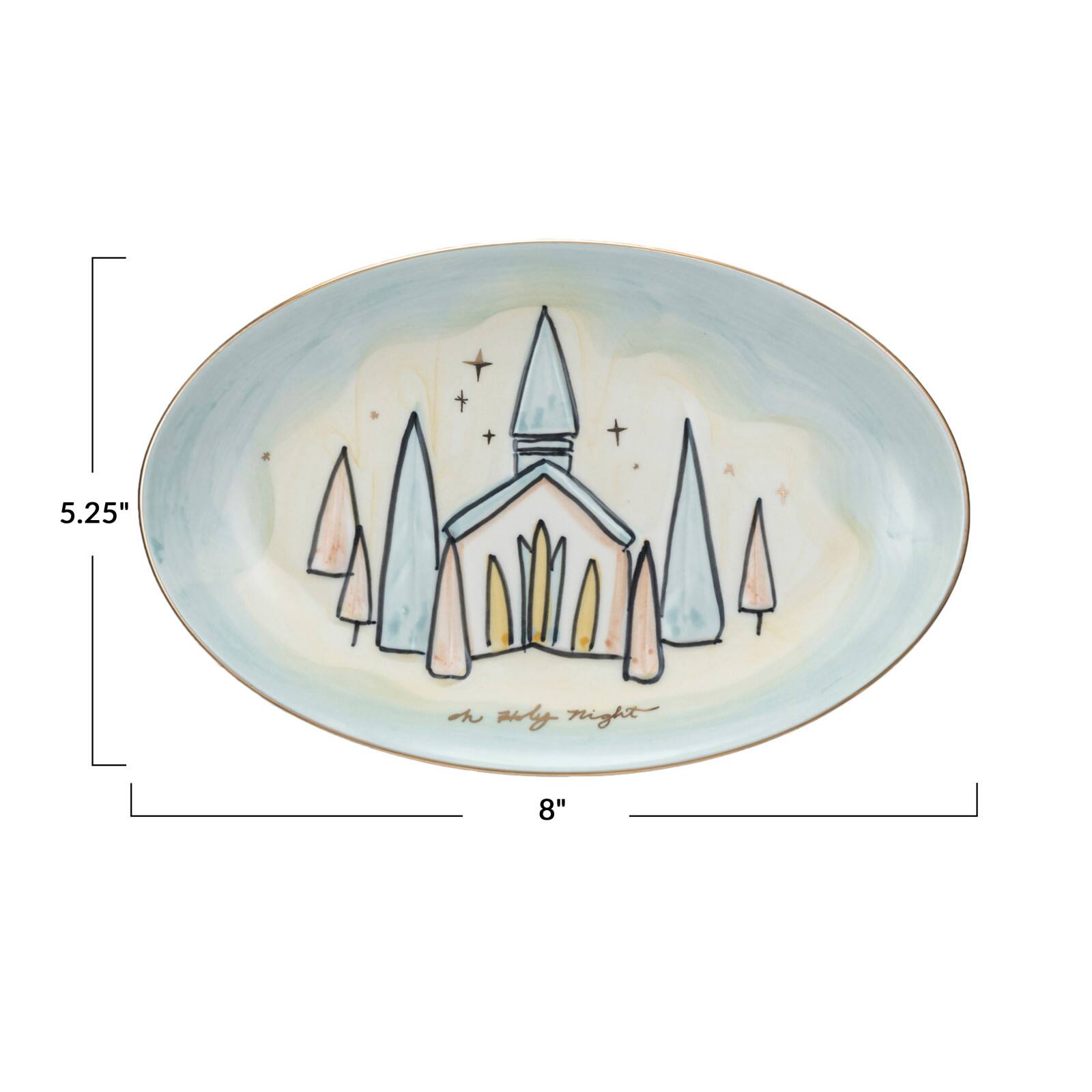 Hello Honey® 8" Oh Holy Night Hand-Painted Stoneware Plate